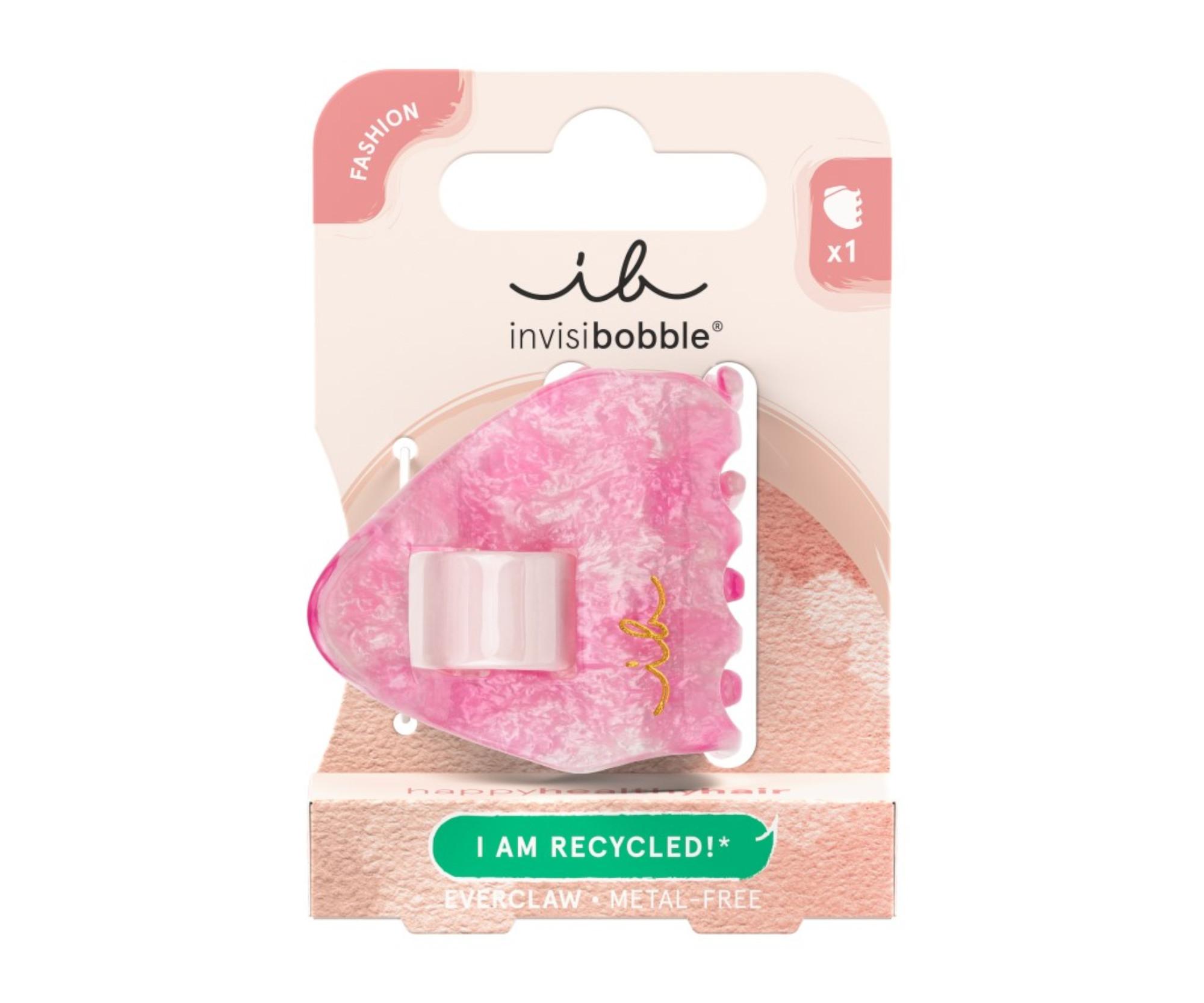 Skřipec do vlasů Invisibobble Everclaw S Pink Crush - růžový s mramorovým efektem + dárek zdarma