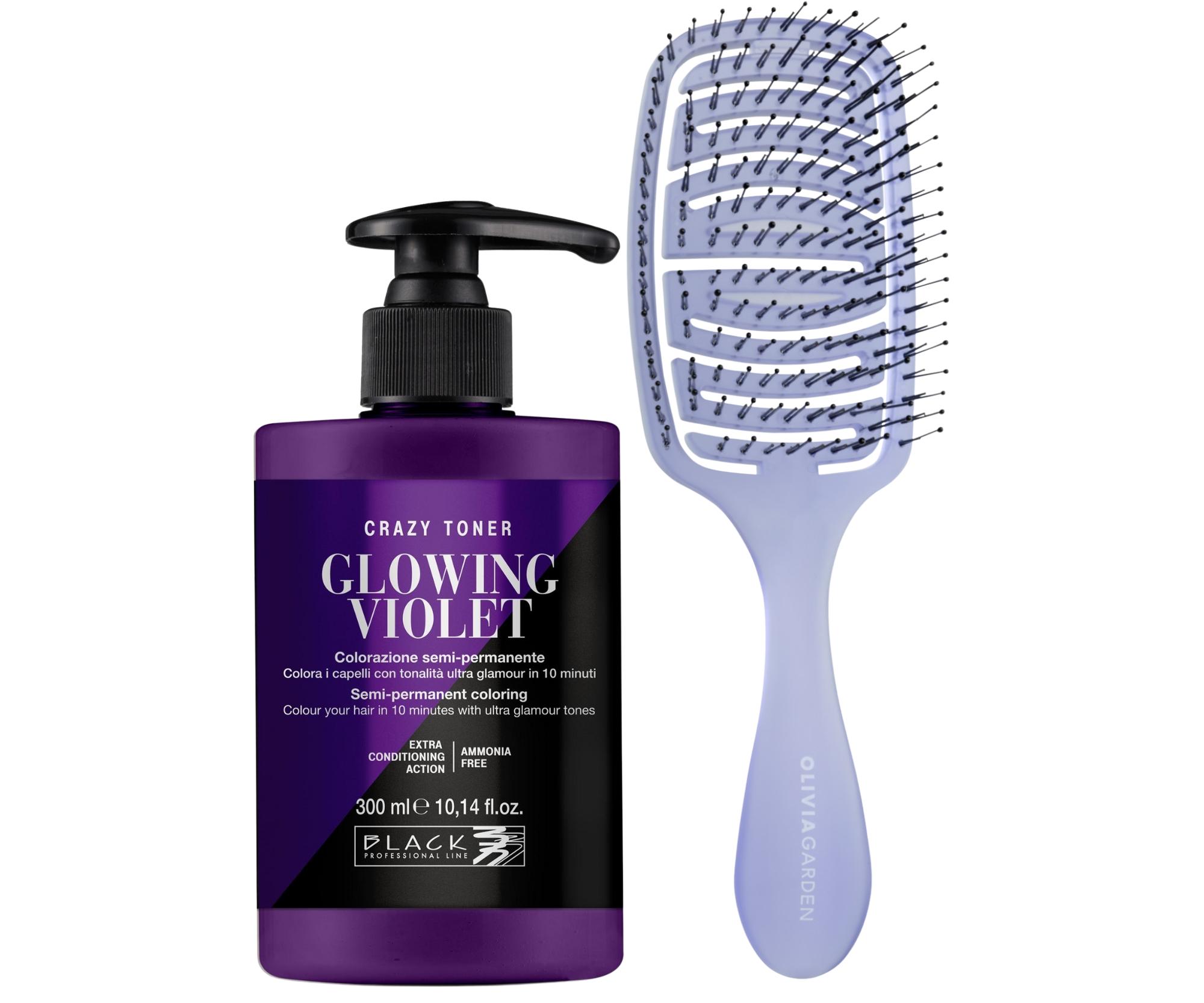 Barevný toner na vlasy Black Professional Crazy Toner - Glowing Violet (fialový) + kartáč zdarma + dárek zdarma