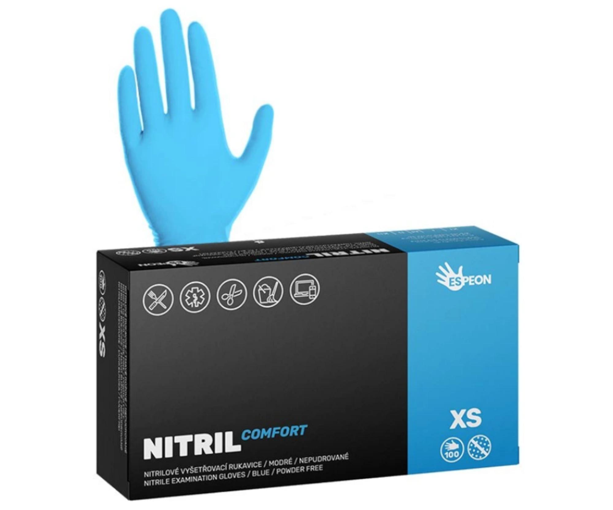 Nitrilové rukavice Espeon Nitril Comfort - 100 ks, modré, velikost XS (100029) + dárek zdarma