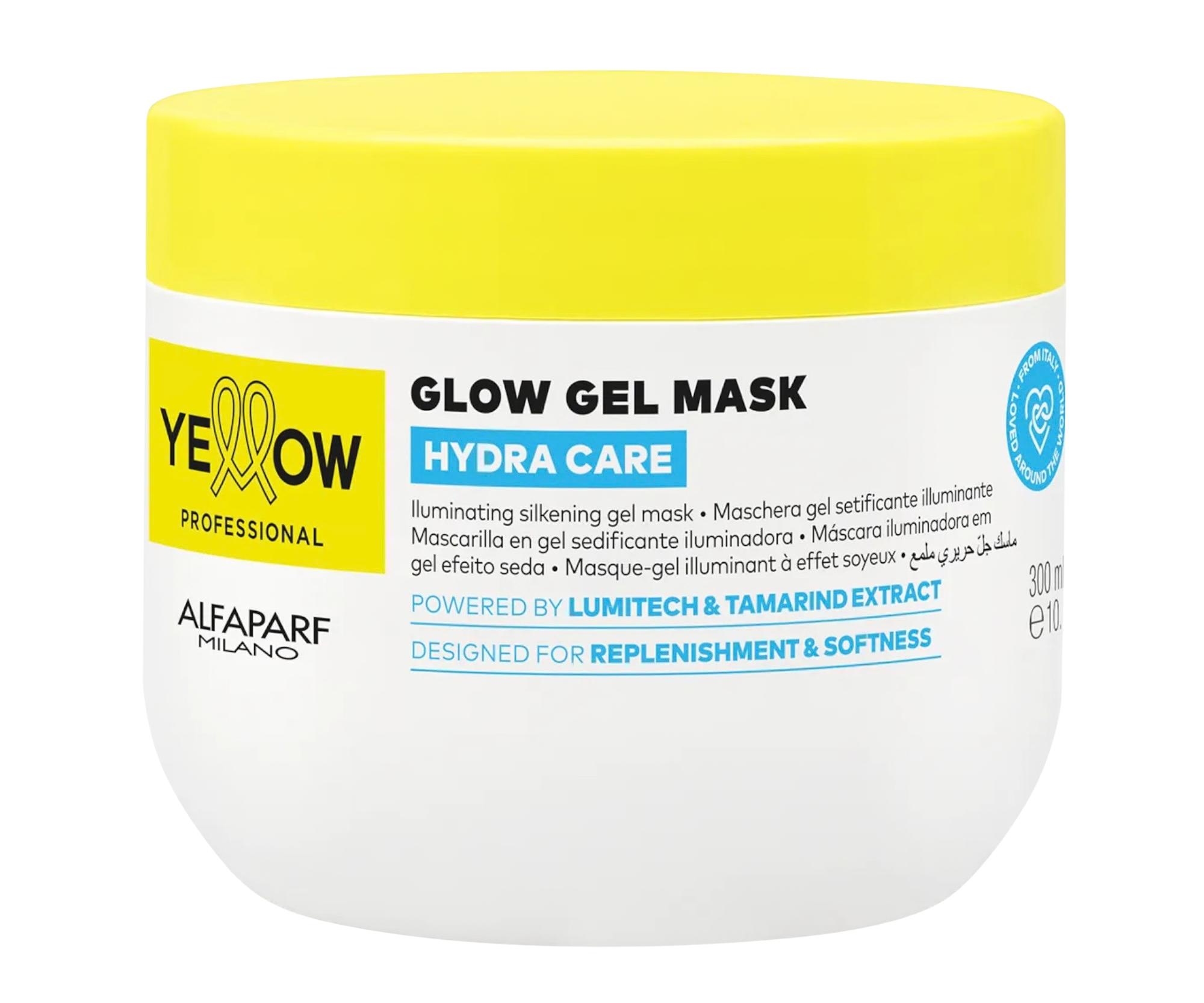 Rozjasňující hydratační gelová maska pro vlasy bez lesku Yellow Professional Hydra Care Glow Gel Mask - 300 ml + dárek zdarma