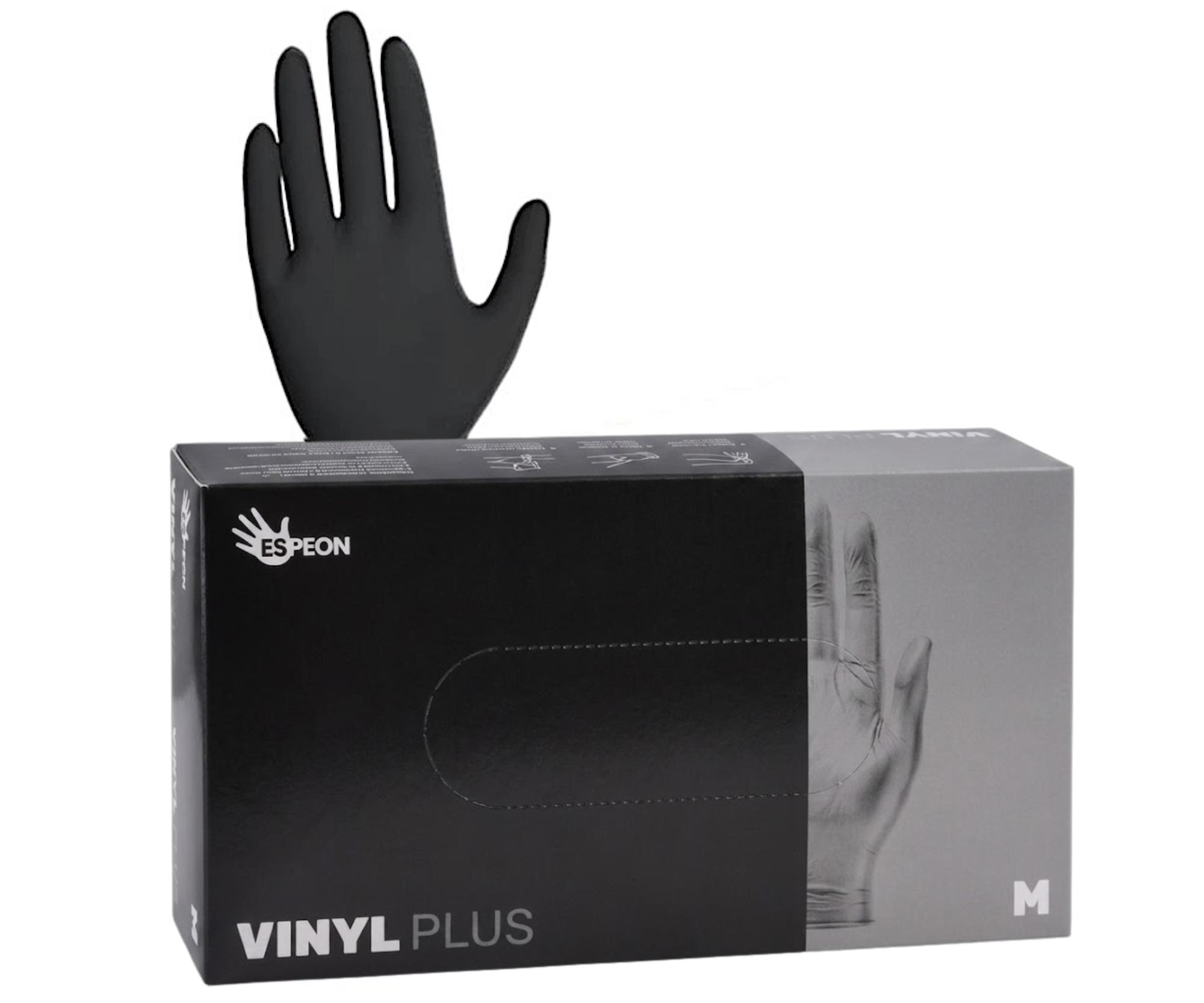 Vinylové rukavice Espeon Vinyl Plus - 100 ks, černé, velikost M (100131)