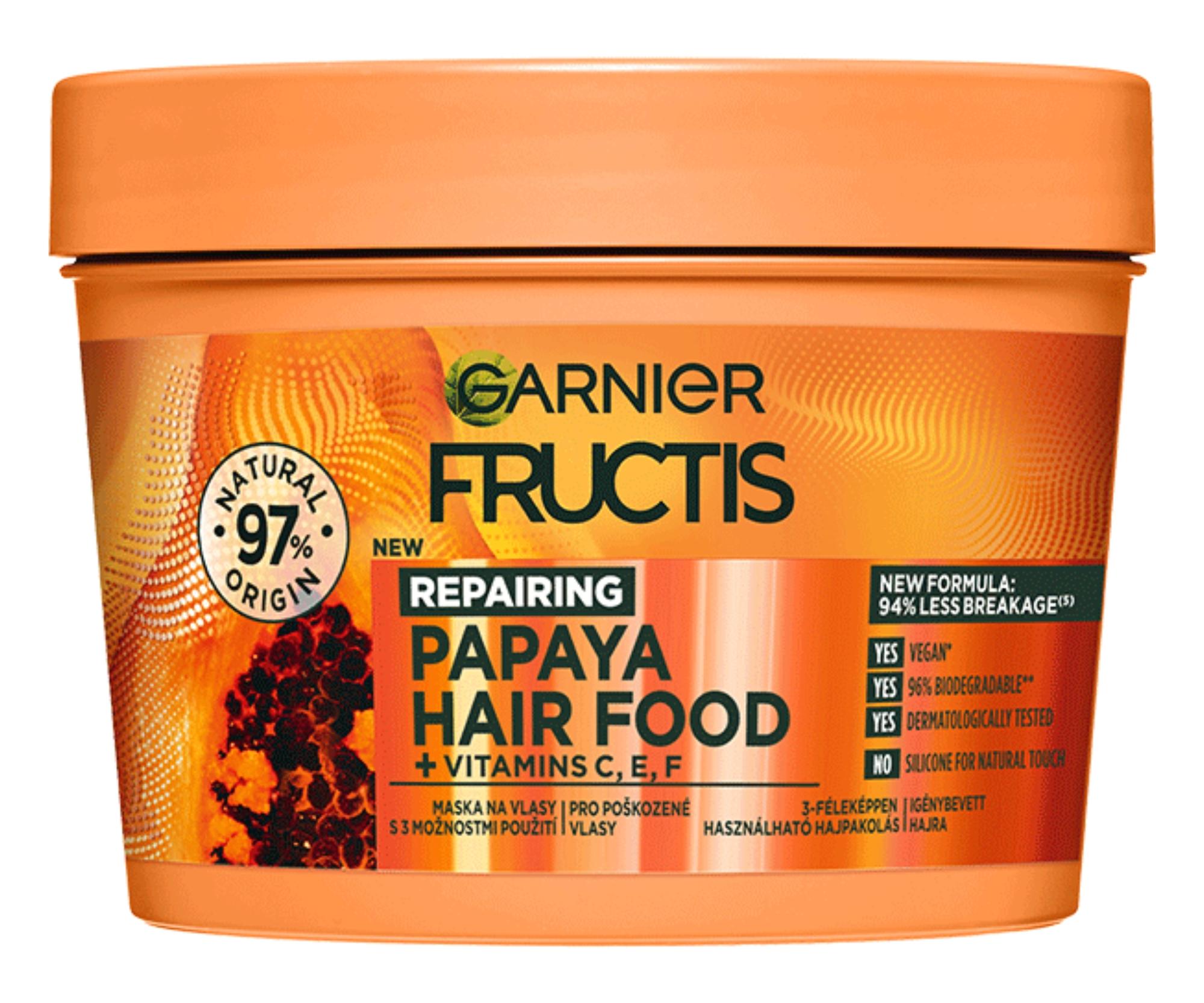 Regenerační maska pro poškozené vlasy Garnier Fructis Papaya Hair Food 3 Usages Mask - 400 ml + dárek zdarma