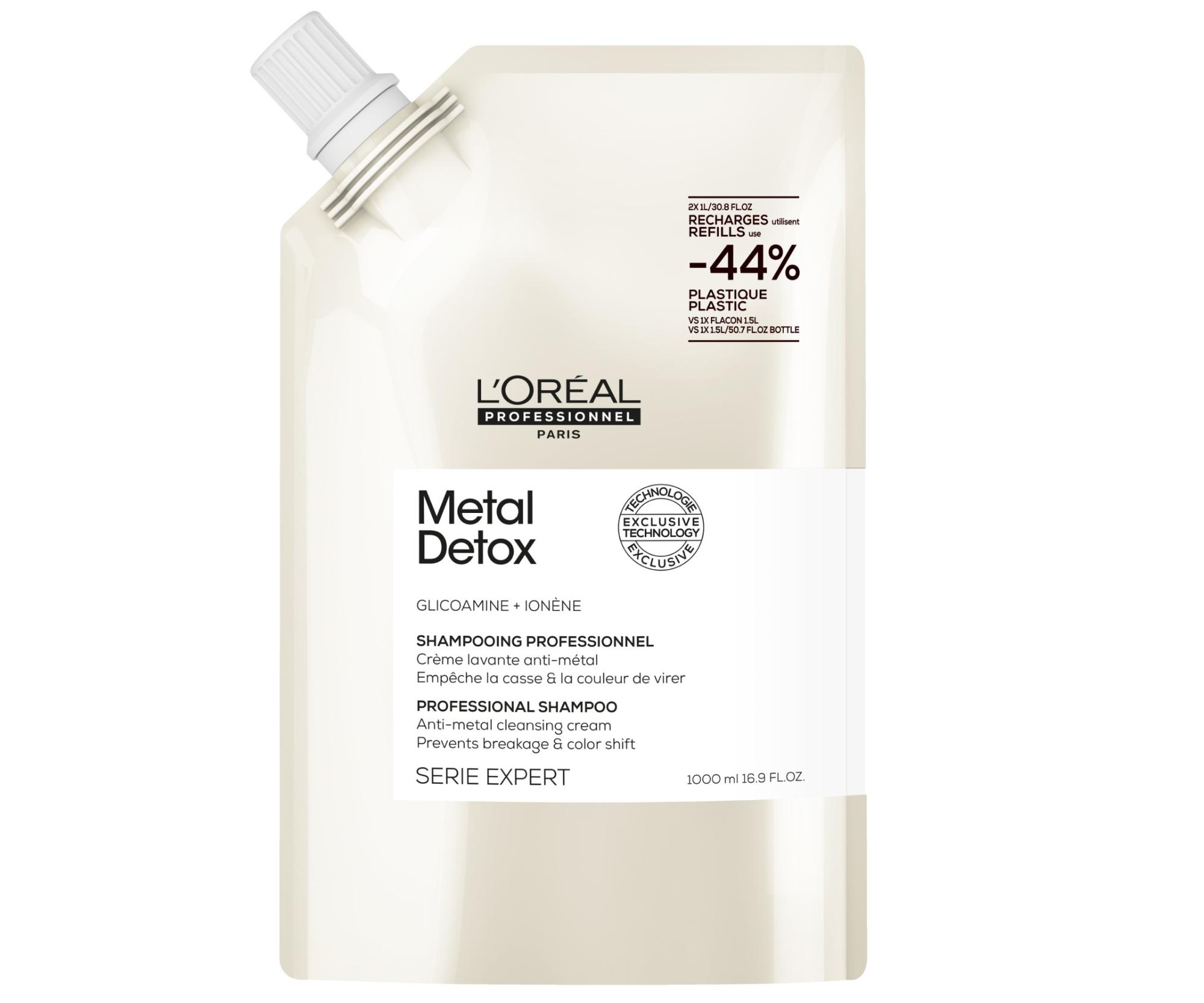 Šampon pro barvené a poškozené vlasy Loréal Professionnel Serie Expert Metal Detox - 1000 ml, náhradní náplň - L’Oréal Professionnel + dárek zdarma