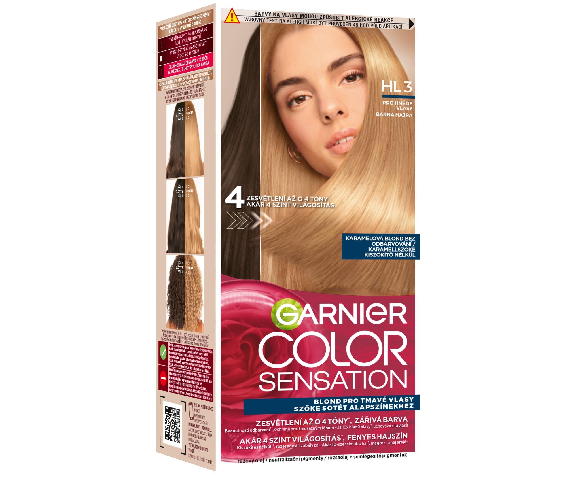 Permanentní zesvětlující barva na vlasy Garnier Color Sensation  - HL3 karamelová blond + dárek zdarma