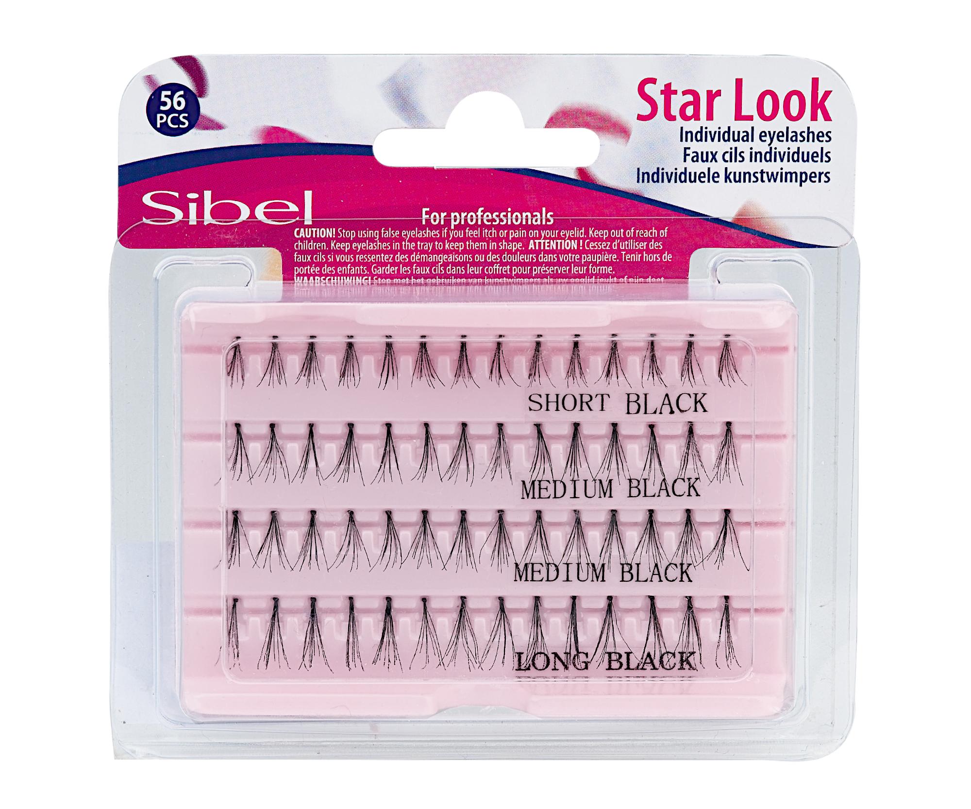 Sada umělých trsových řas Sibel Star Look Individual Eyelashes - velikost S, M, L, 56 ks (0002690)