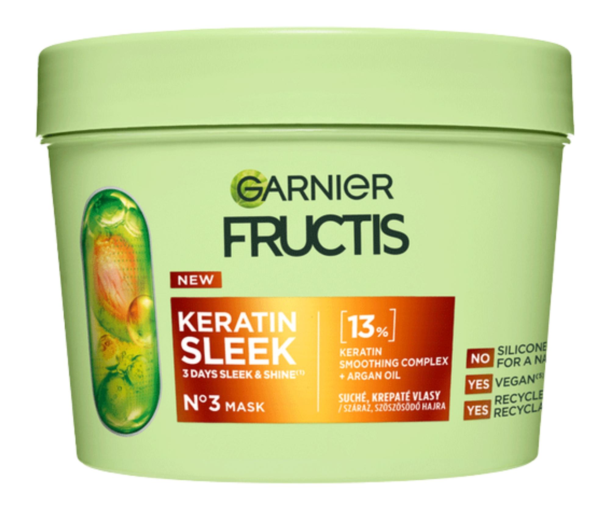 Uhlazující maska pro suché a krepaté vlasy Garnier Fructis Keratin Sleek Mask - 370 ml + dárek zdarma