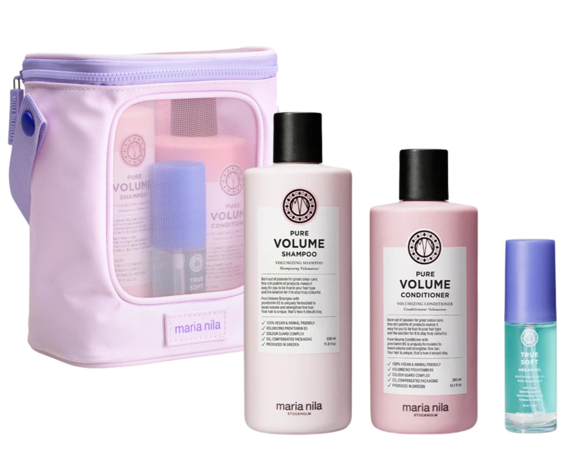 Dárková sada pro objem jemných vlasů Maria Nila Pure Volume + kosmetická taška zdarma + dárek zdarma