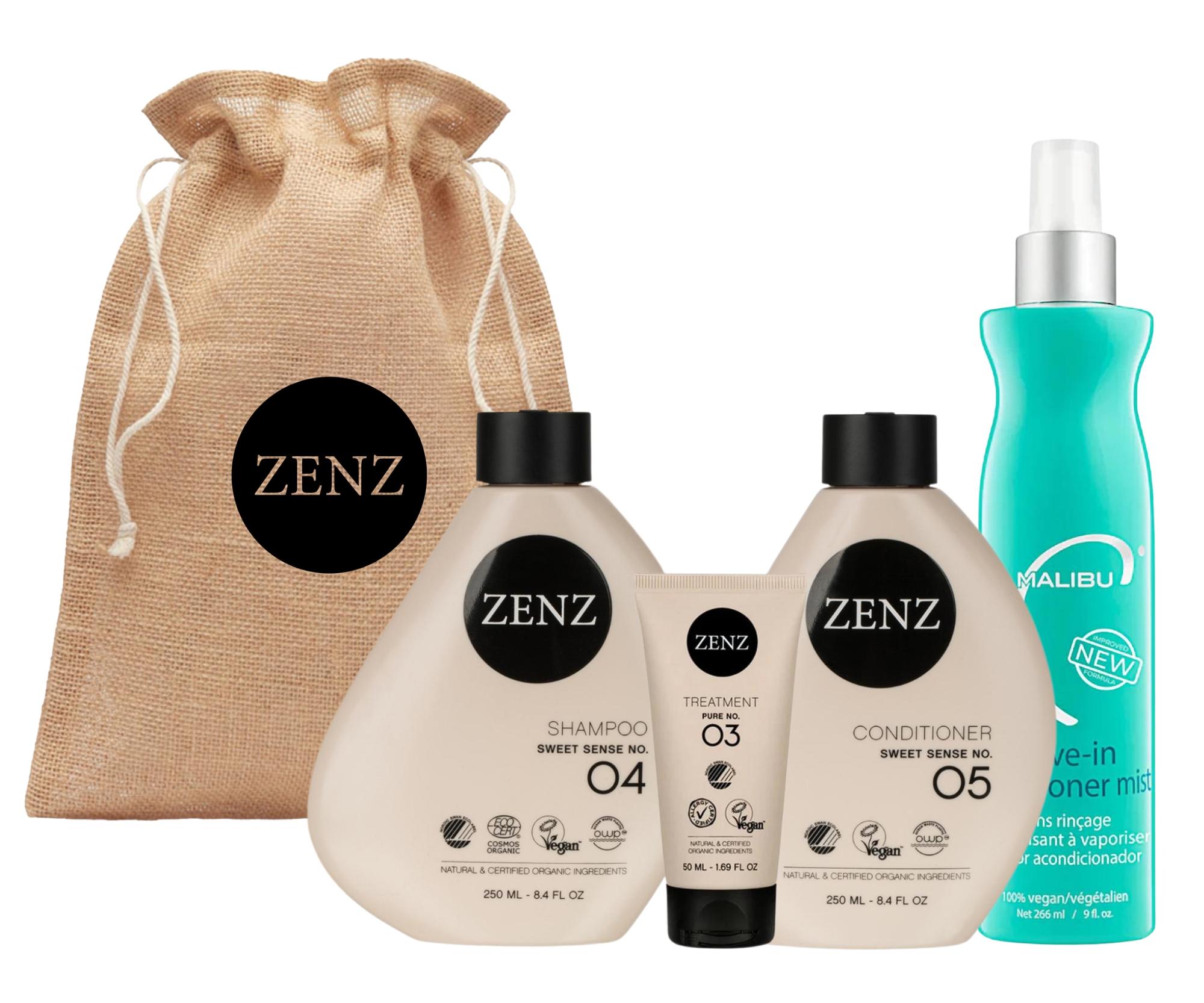 Dárková sada pro objem jemných a normálních vlasů Zenz Sweet Sense + kondicionér Malibu C zdarma + dárek zdarma