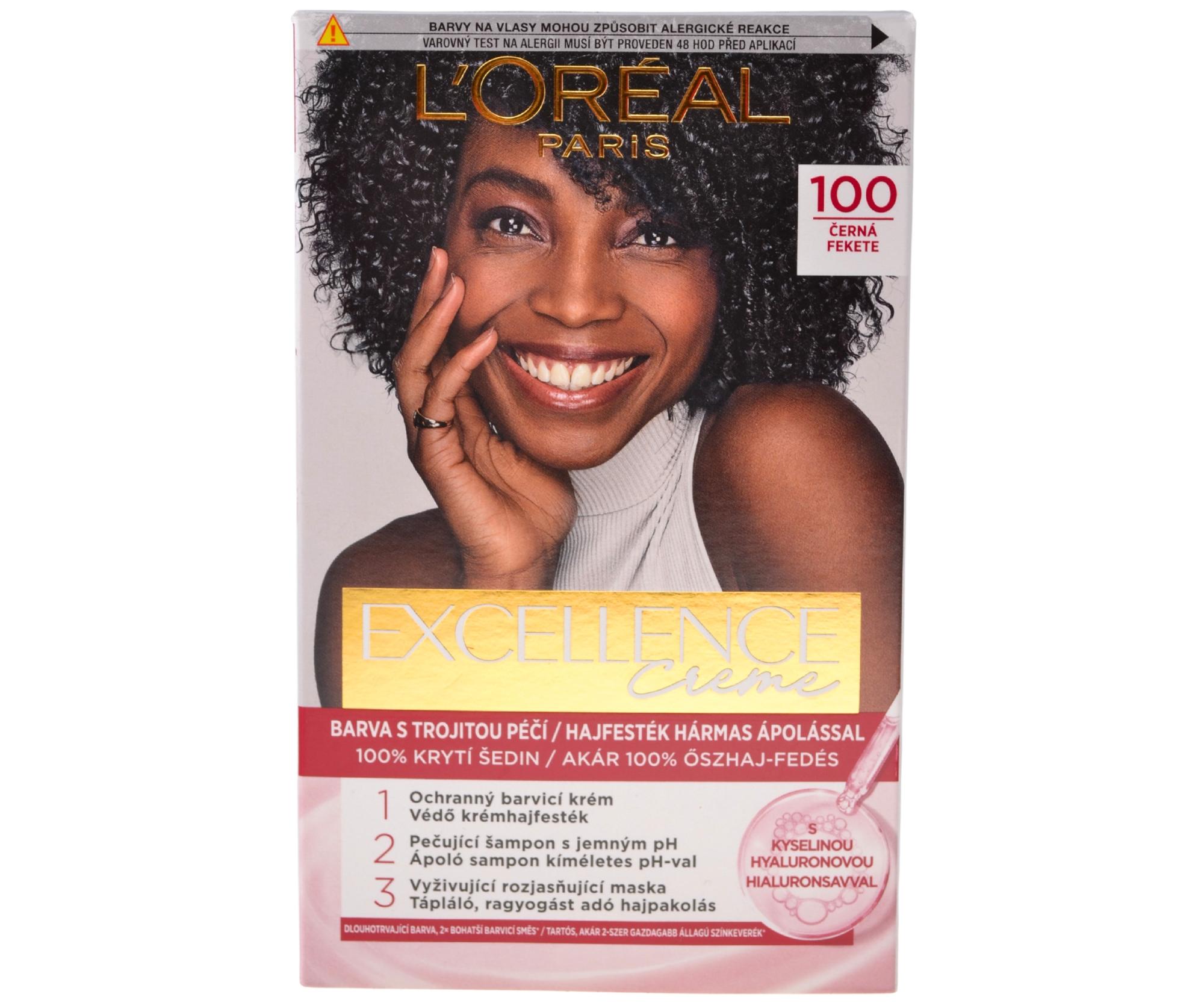 Permanentní barva Loréal Excellence 100 černá - L’Oréal Paris + dárek zdarma