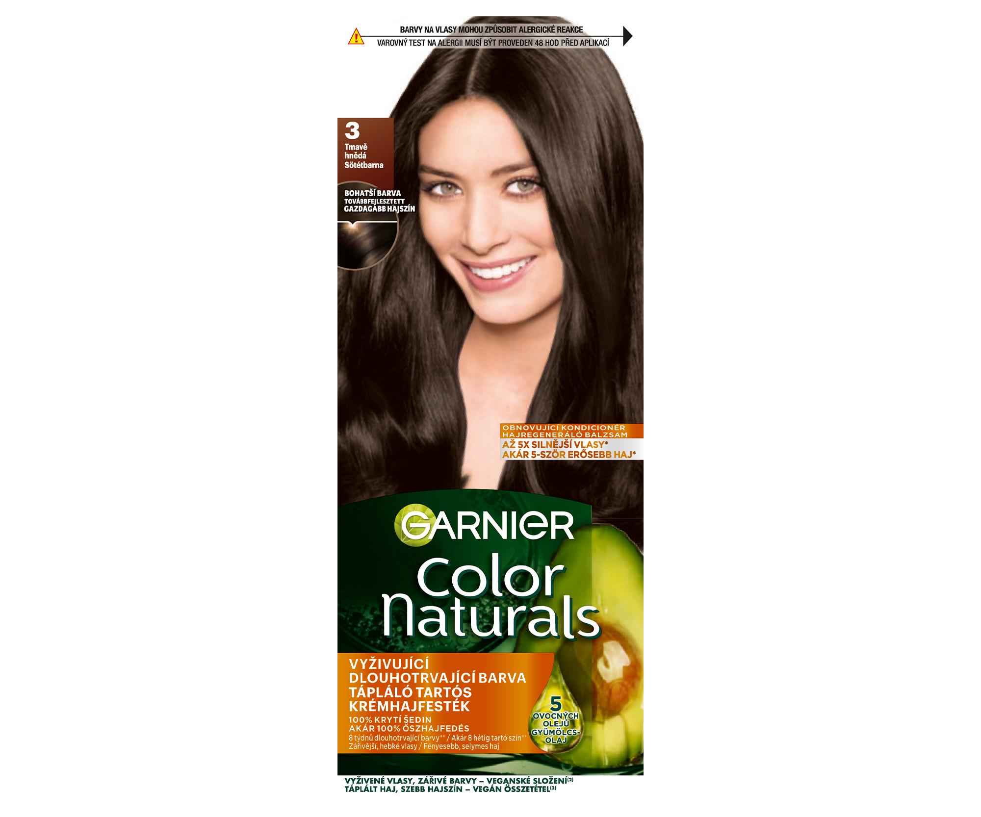 Permanentní barva Garnier Color Naturals 3 tmavě hnědá + dárek zdarma