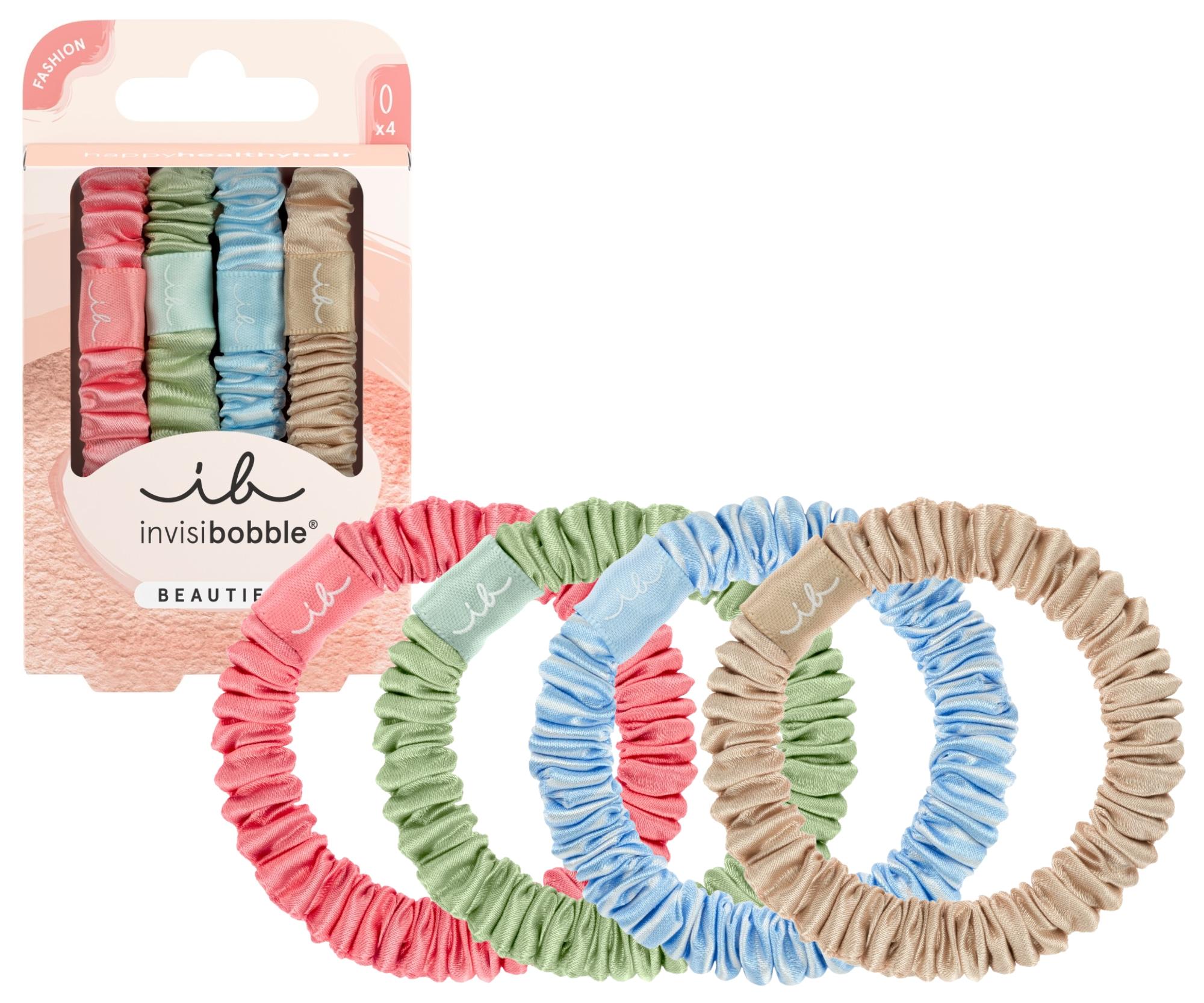Ozdobné saténové gumičky Invisibobble Beauties Satin Sorbet - 4 ks + dárek zdarma