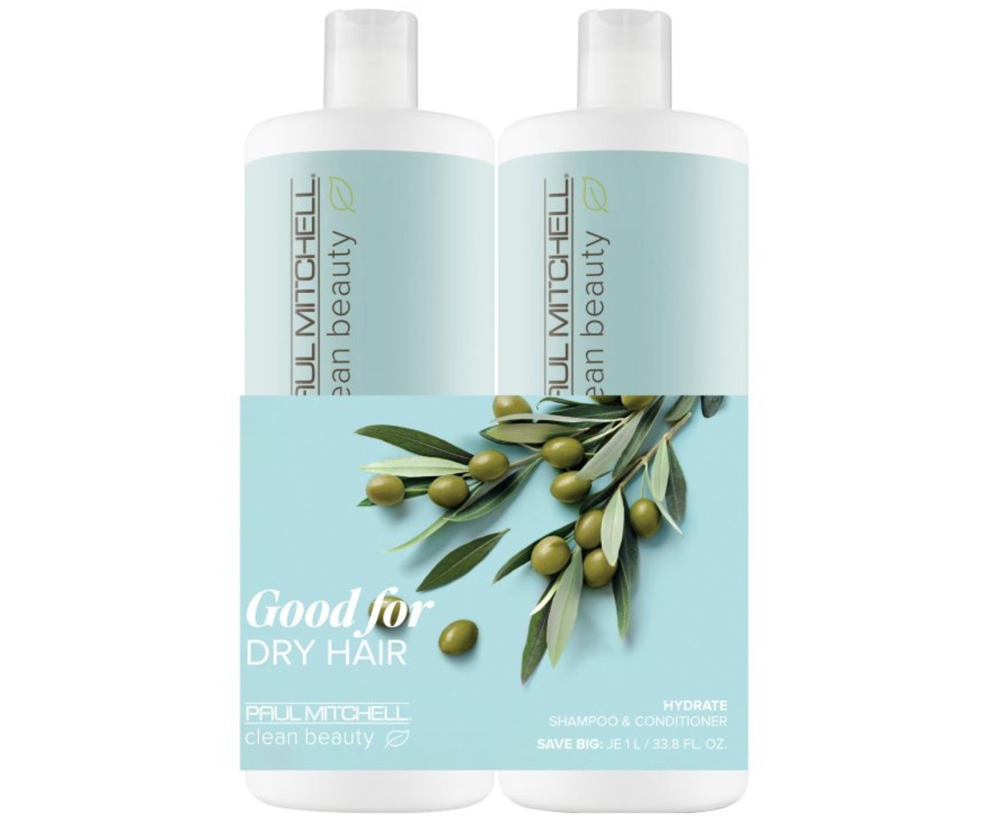 Sada pro suché vlasy Paul Mitchell Clean Beauty Hydrate Save Big Duo + dárek zdarma