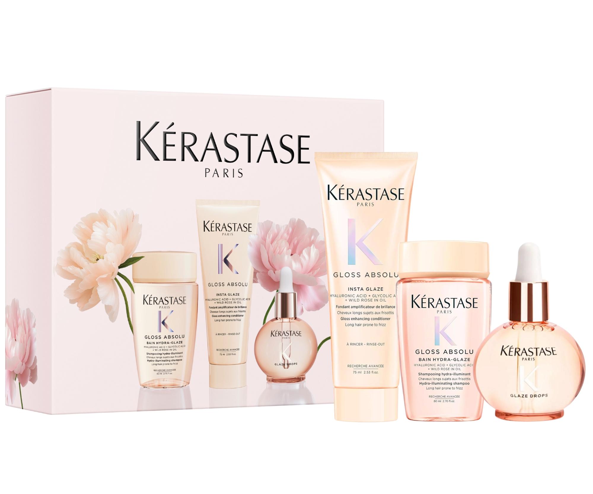 Dárková sada s olejem pro hydrataci a lesk vlasů se sklonem ke krepatění Kérastase Gloss Absolu Set + dárek zdarma