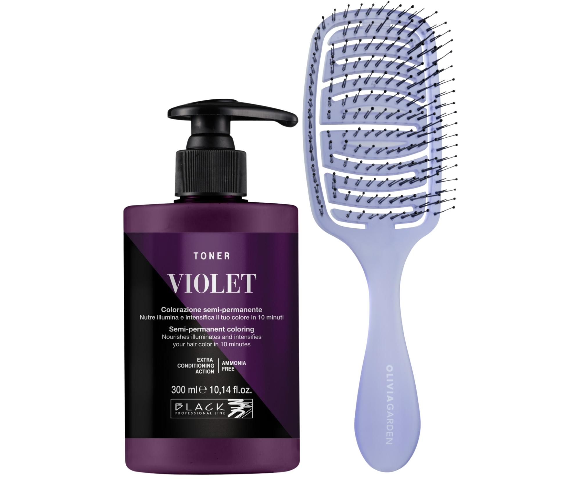 Barevný toner na vlasy Black Professional Crazy Toner - Violet (fialový) + kartáč zdarma + dárek zdarma