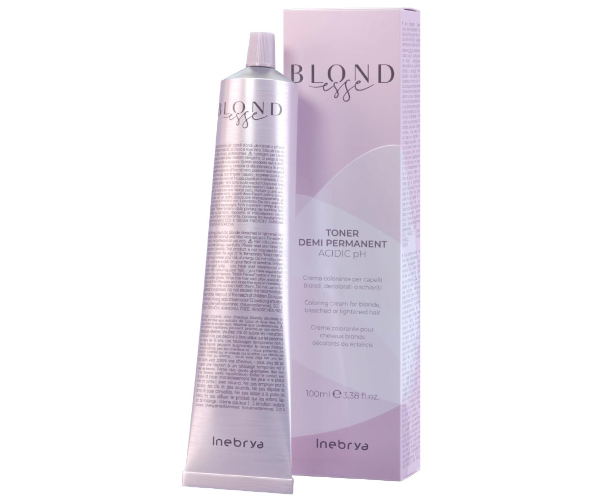 Tónovací krém na blond a odbarvené vlasy Inebrya Blondesse Toner Demi Permanent 100 ml - intenzivní perleťově hnědý + dárek zdarma