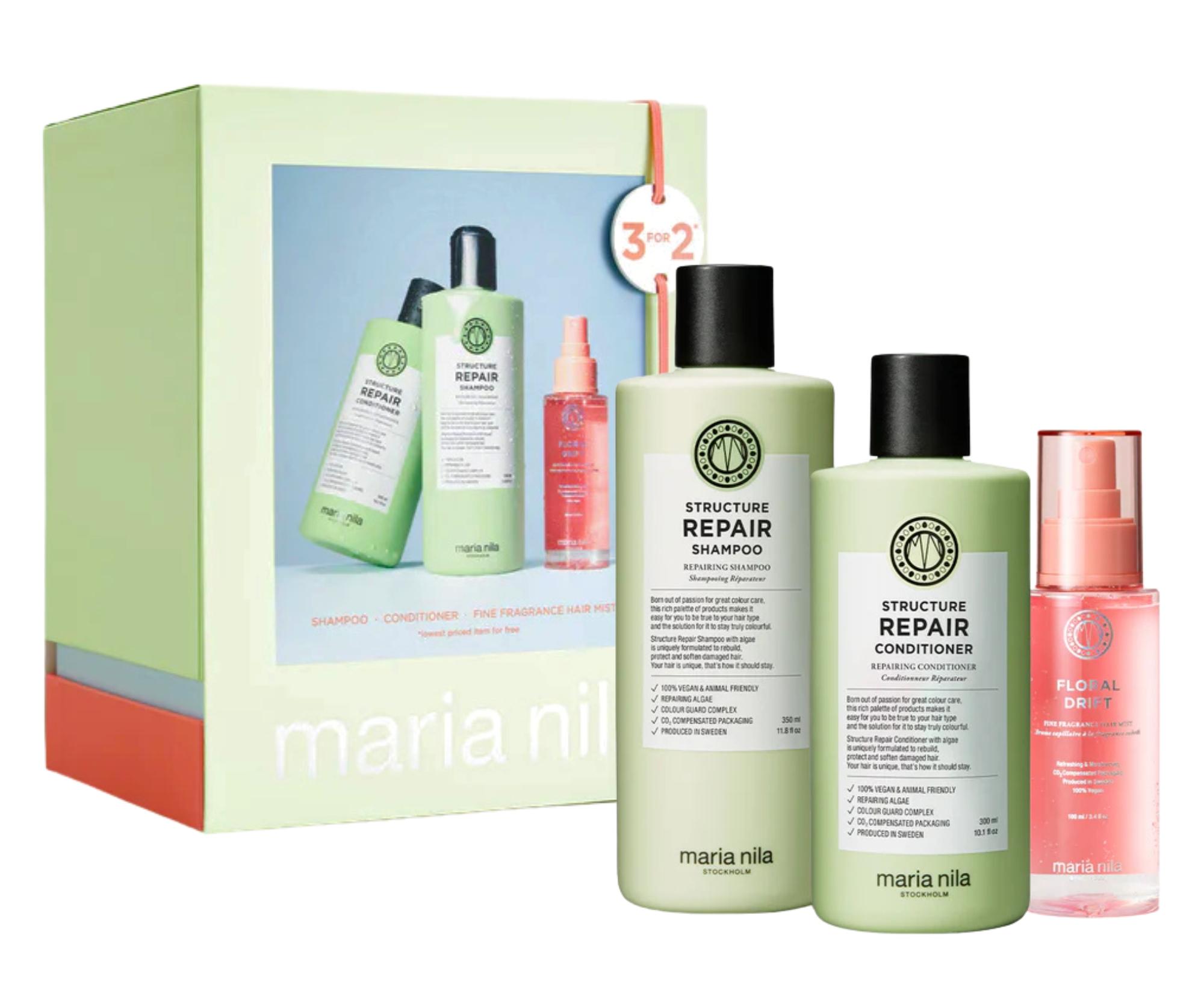 Dárková sada pro výživu suchých a poškozených vlasů Maria Nila Structure Repair Holiday Box + dárek zdarma