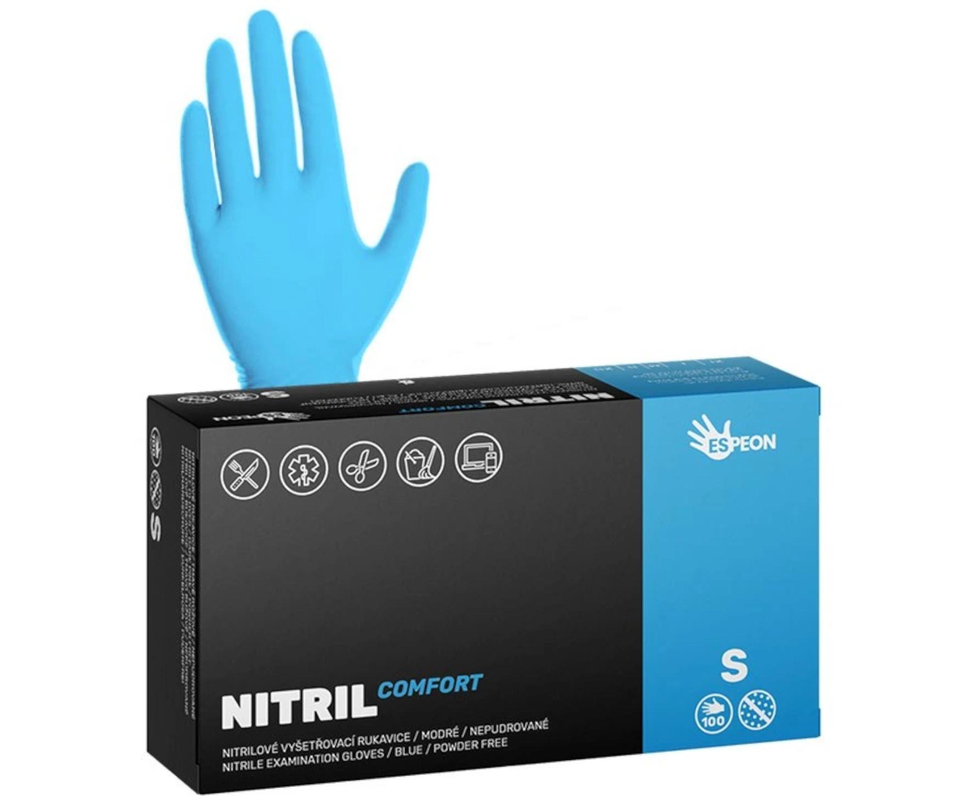Nitrilové rukavice Espeon Nitril Comfort - 100 ks, modré, velikost S (100006) + dárek zdarma