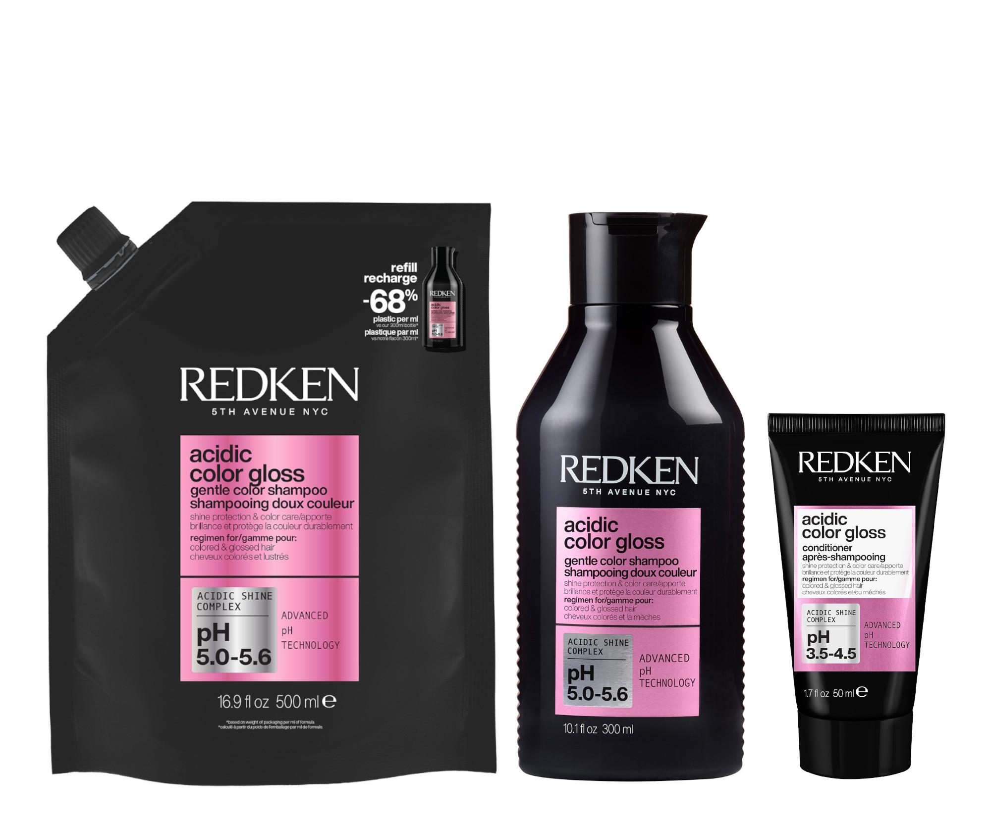 Rozjasňující šampon pro barvené vlasy Redken Acidic Color Gloss - 300 ml + náhradní náplň 500 ml + kondicionér 50 ml zdarma + dárek zdarma