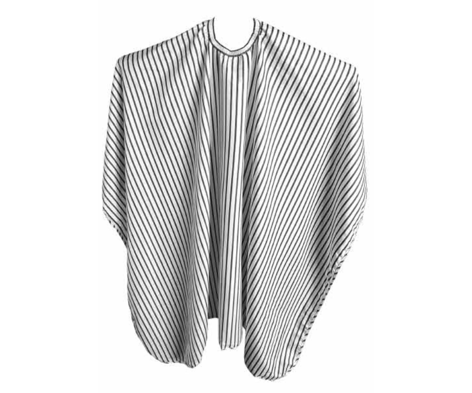 Kadeřnická pláštěnka na stříhání Duko 596 - bílá s proužky - upevnění na suchý zip + dárek zdarma