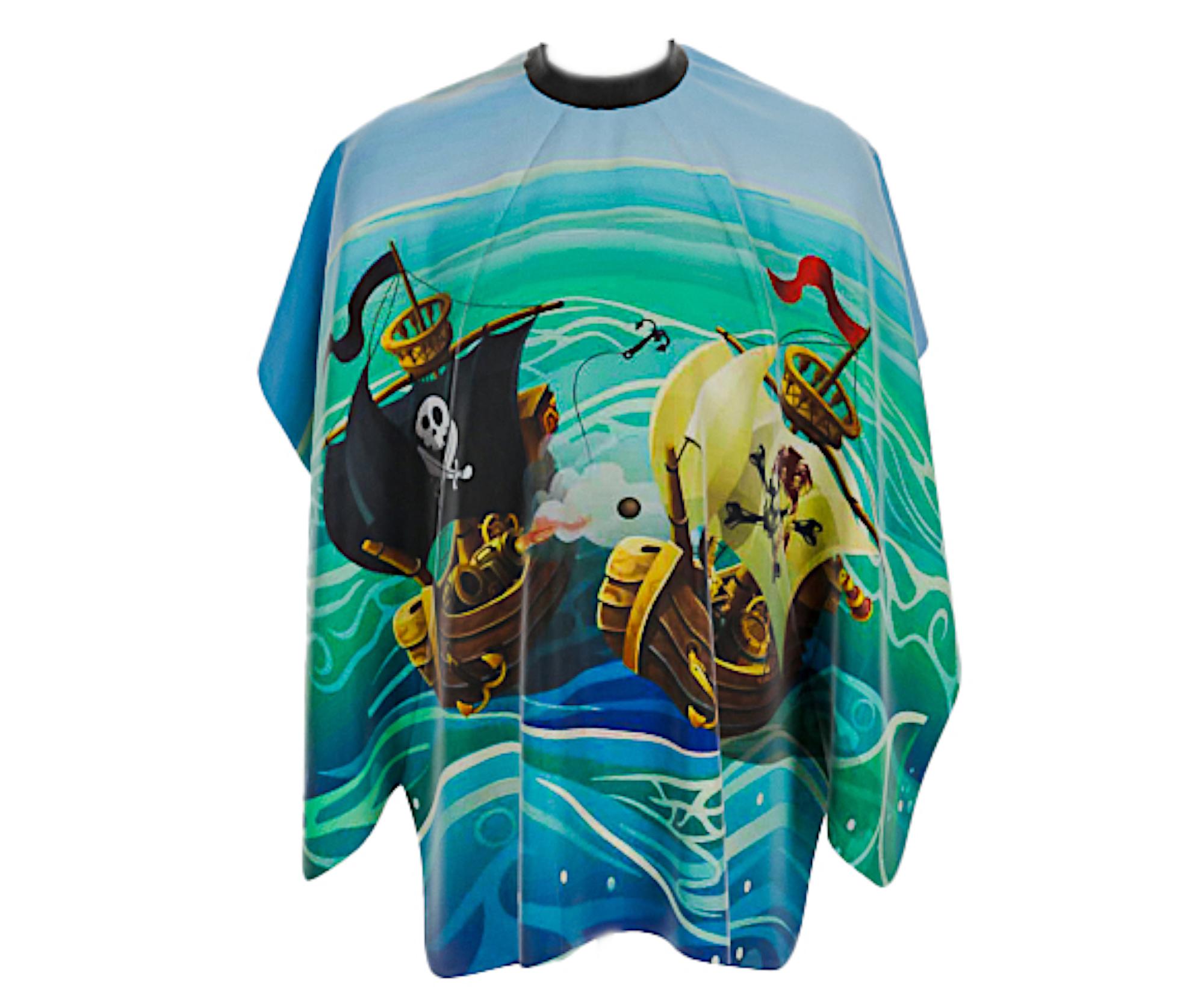 Dětská pláštěnka na stříhání vlasů Barbertime Pro Barber Child Cape - lodě - Pirates of the Barbertime + dárek zdarma