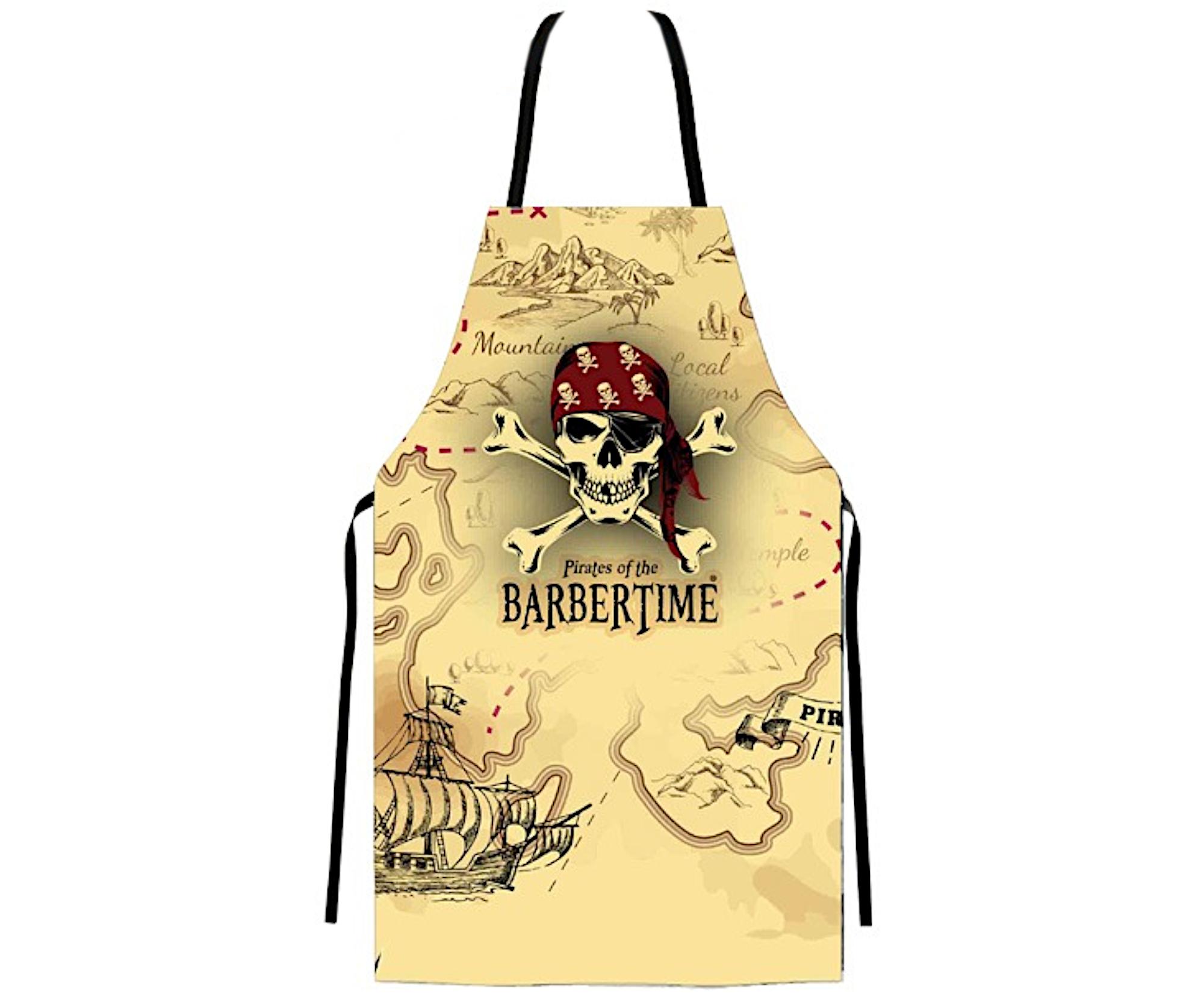 Pánská barber zástěra Barbertime Mapped Pro Barber Apron - žlutá - Pirates of the Barbertime + dárek zdarma