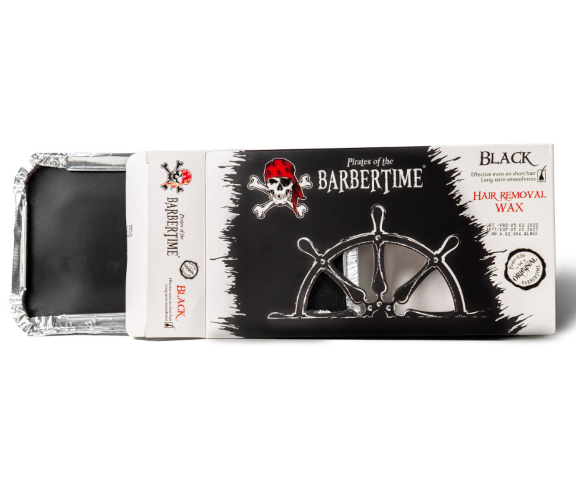 Depilační vosk Pirates of the Barbertime Hard Removal Wax Black - černý, 500 g + dárek zdarma