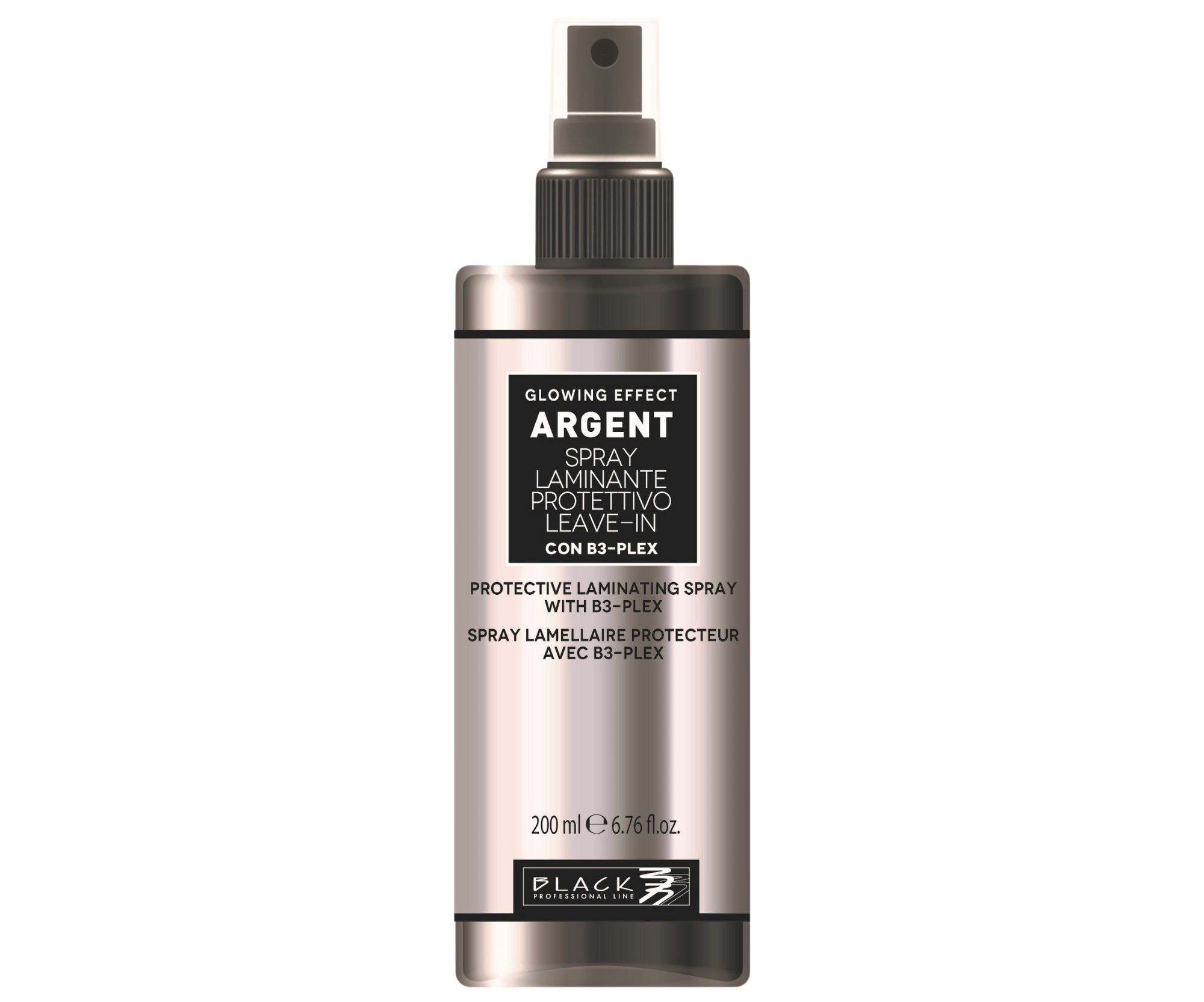 Bezoplachový sprej pro oslabené a lámavé vlasy Black Argent Glowing Effect - 200 ml + dárek zdarma