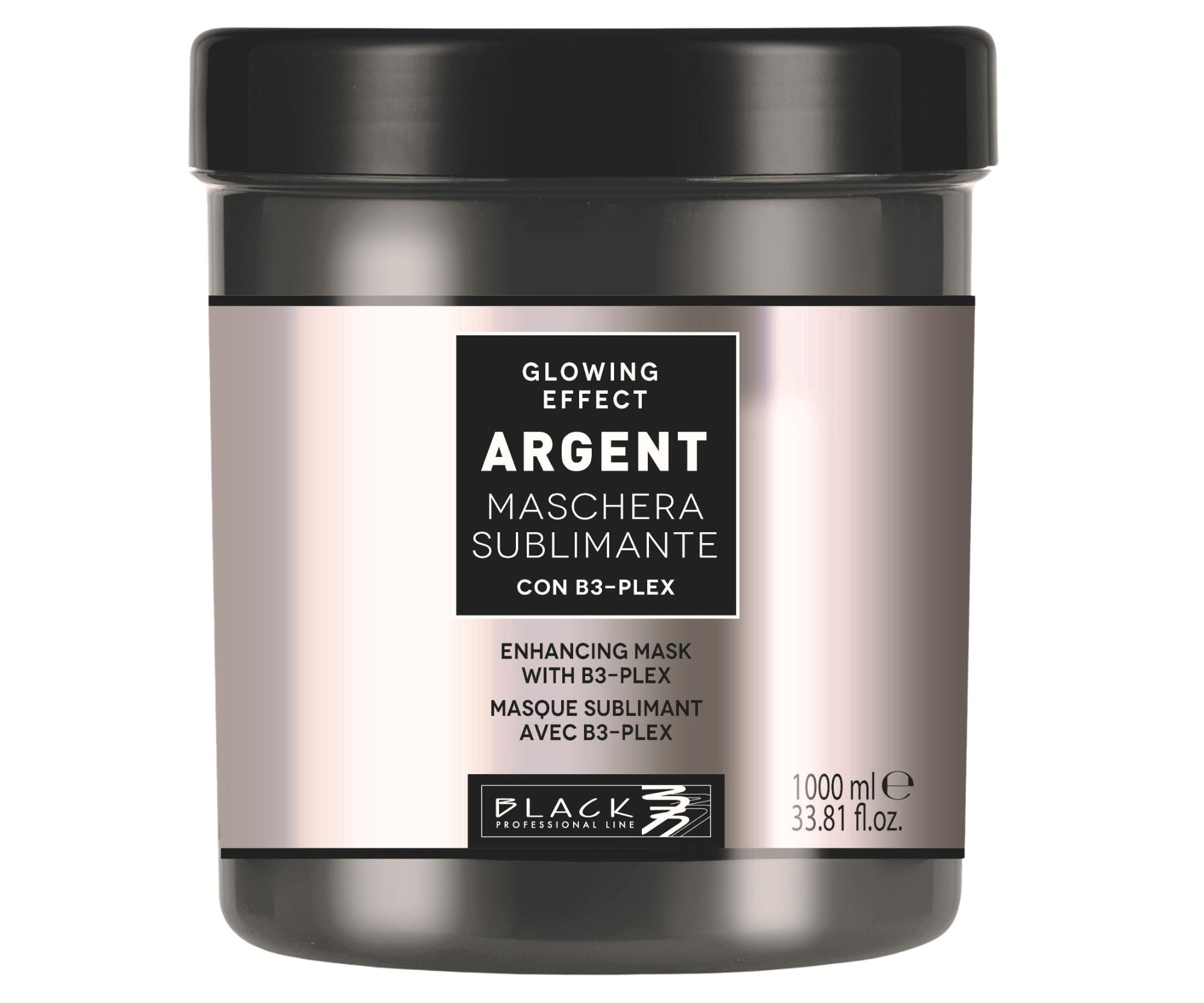 Maska pro oslabené a lámavé vlasy Black Argent Glowing Effect - 1000 ml + dárek zdarma
