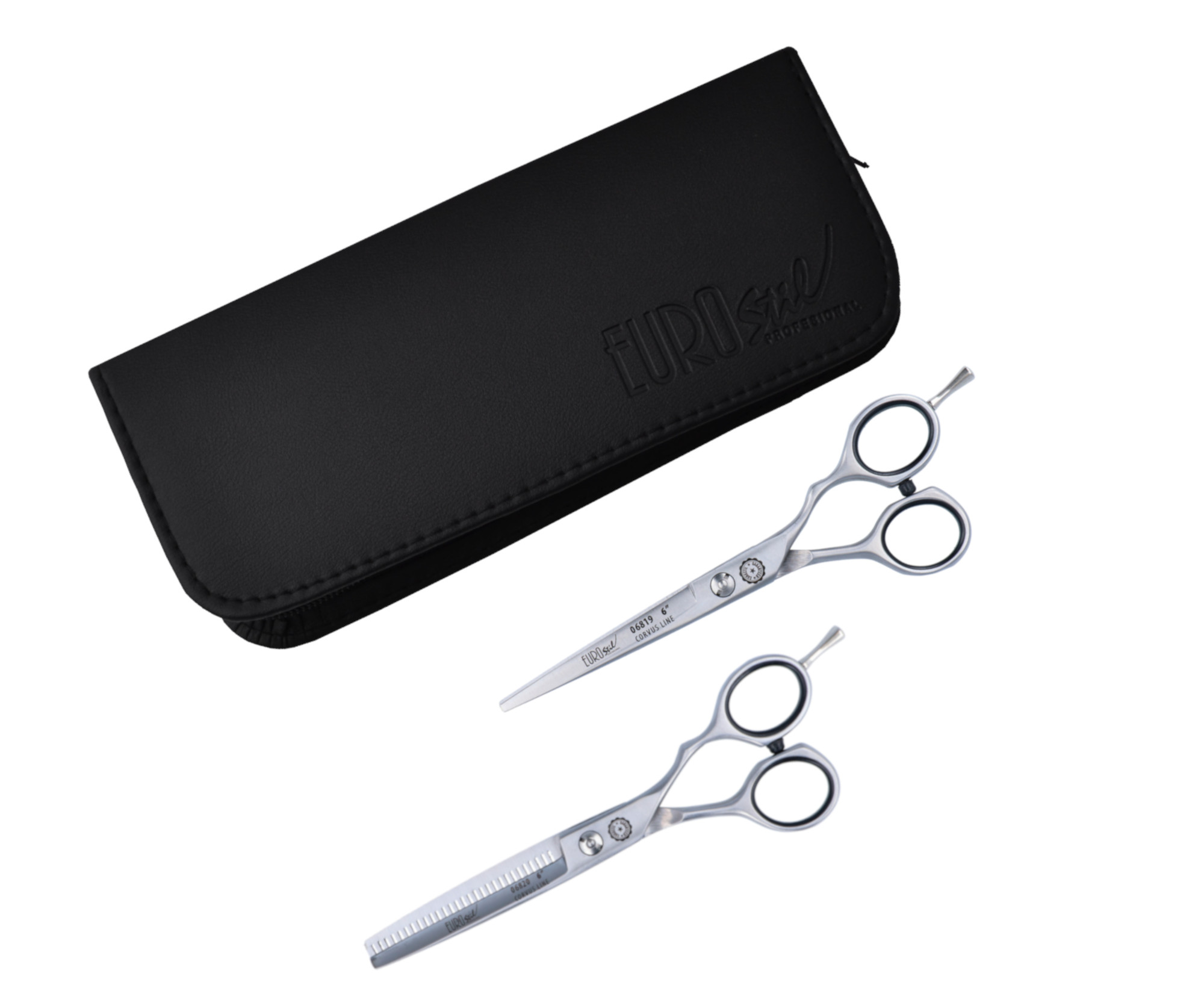 Sada kadeřnických nůžek 6" a efilačních nůžek 6" Eurostil Professional (06821) + dárek zdarma