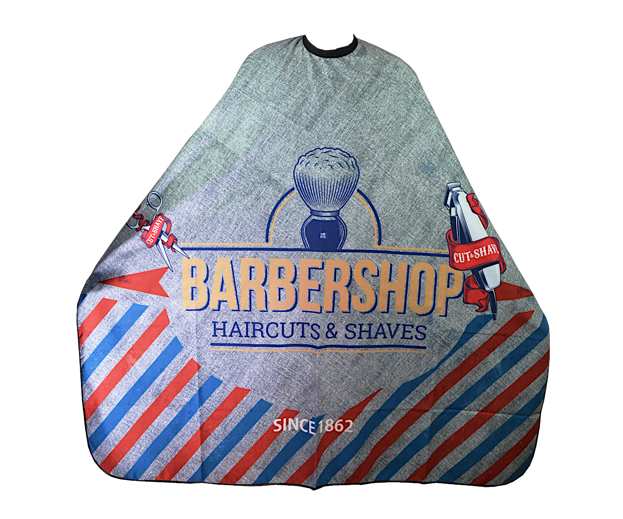 Pánská pláštěnka na stříhání vlasů a vousů Eurostil Barber - šedá s potiskem (07920) + DÁREK ZDARMA
