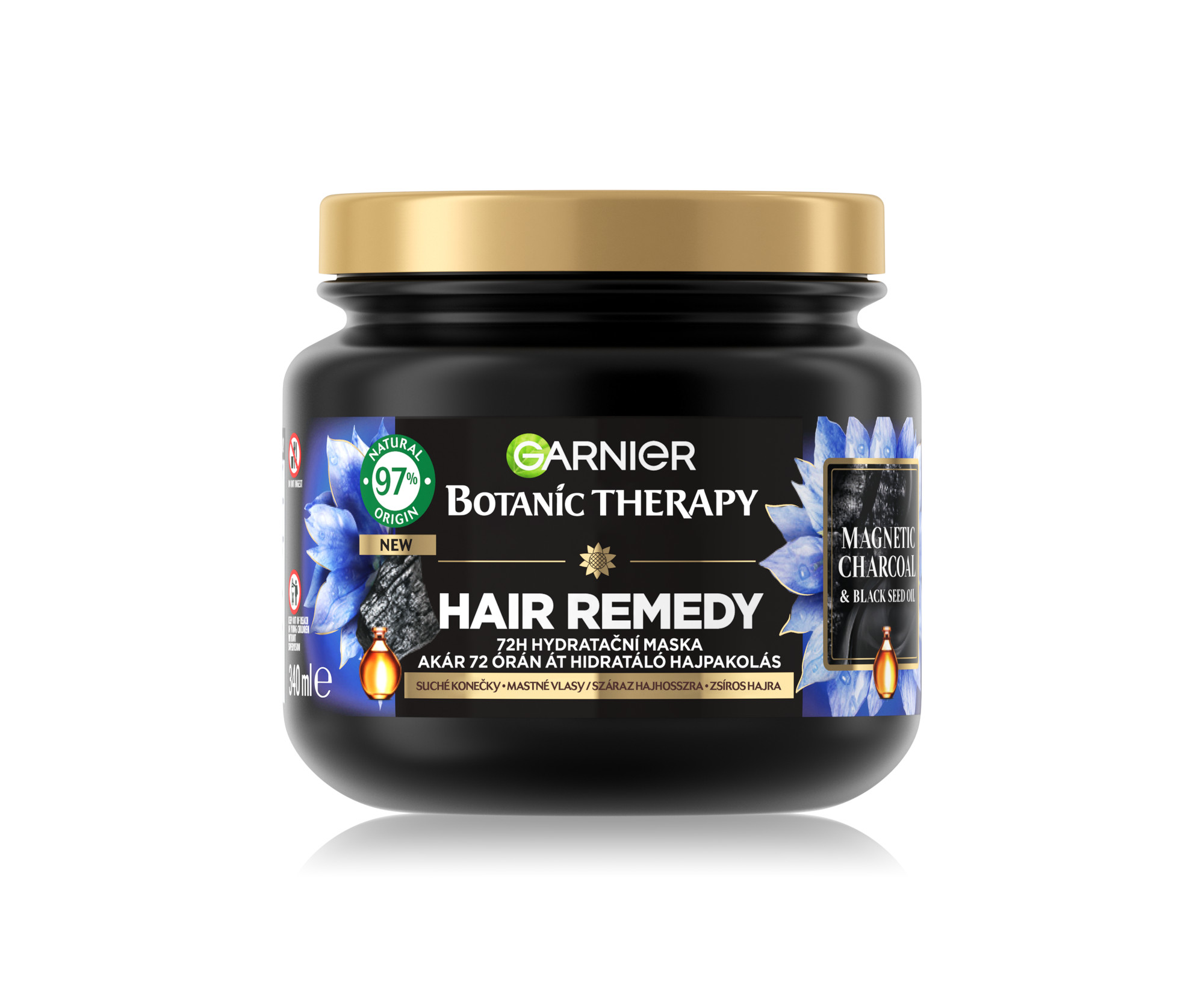 Hydratační maska pro mastné vlasy Garnier Botanic Therapy Hair Remedy Magnetic Charcoal - 340 ml + dárek zdarma