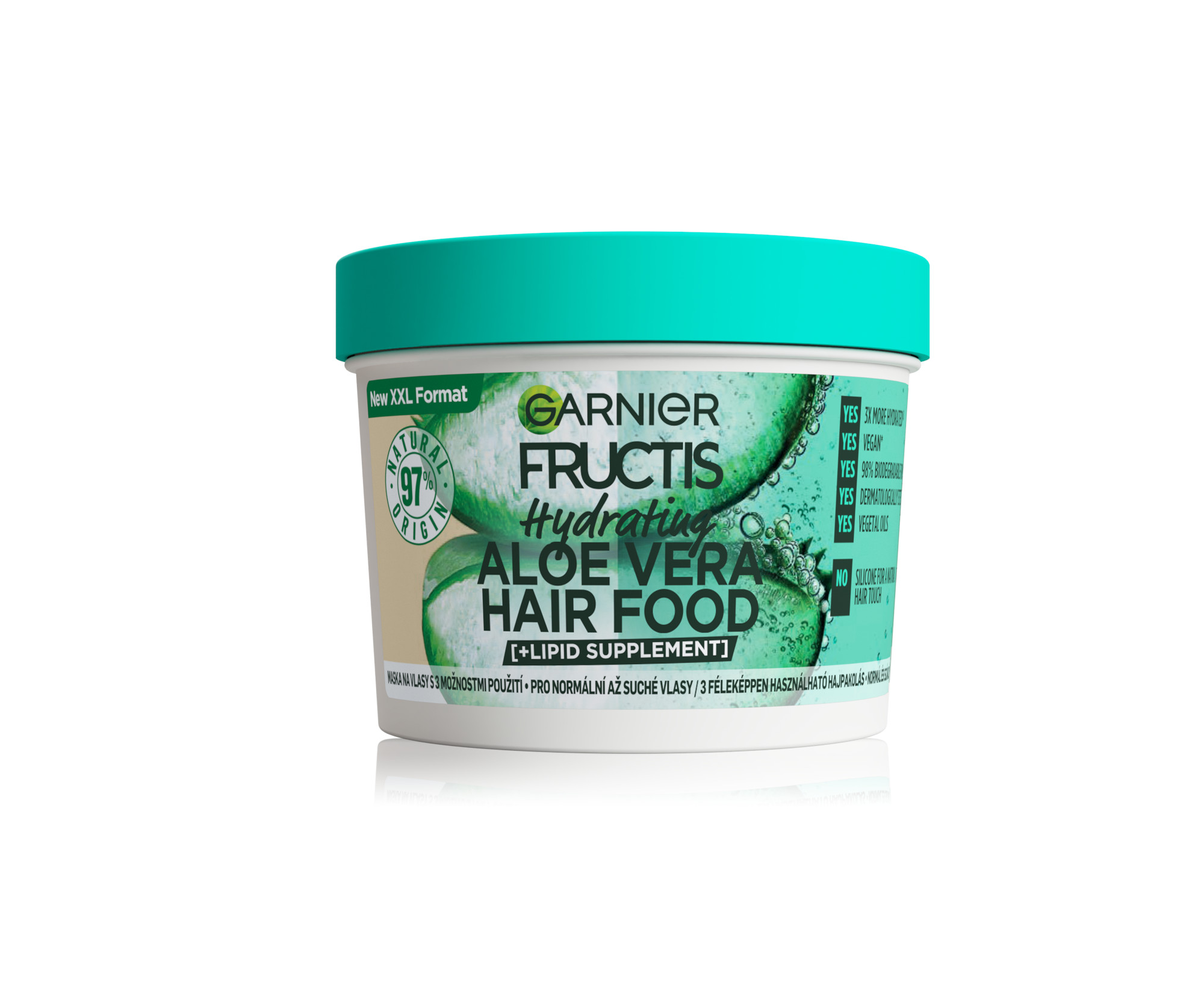 Hydratační maska pro normální až suché vlasy Garnier Fructis Aloe Vera Hair Food Mask - 400 ml (C6845400) + dárek zdarma