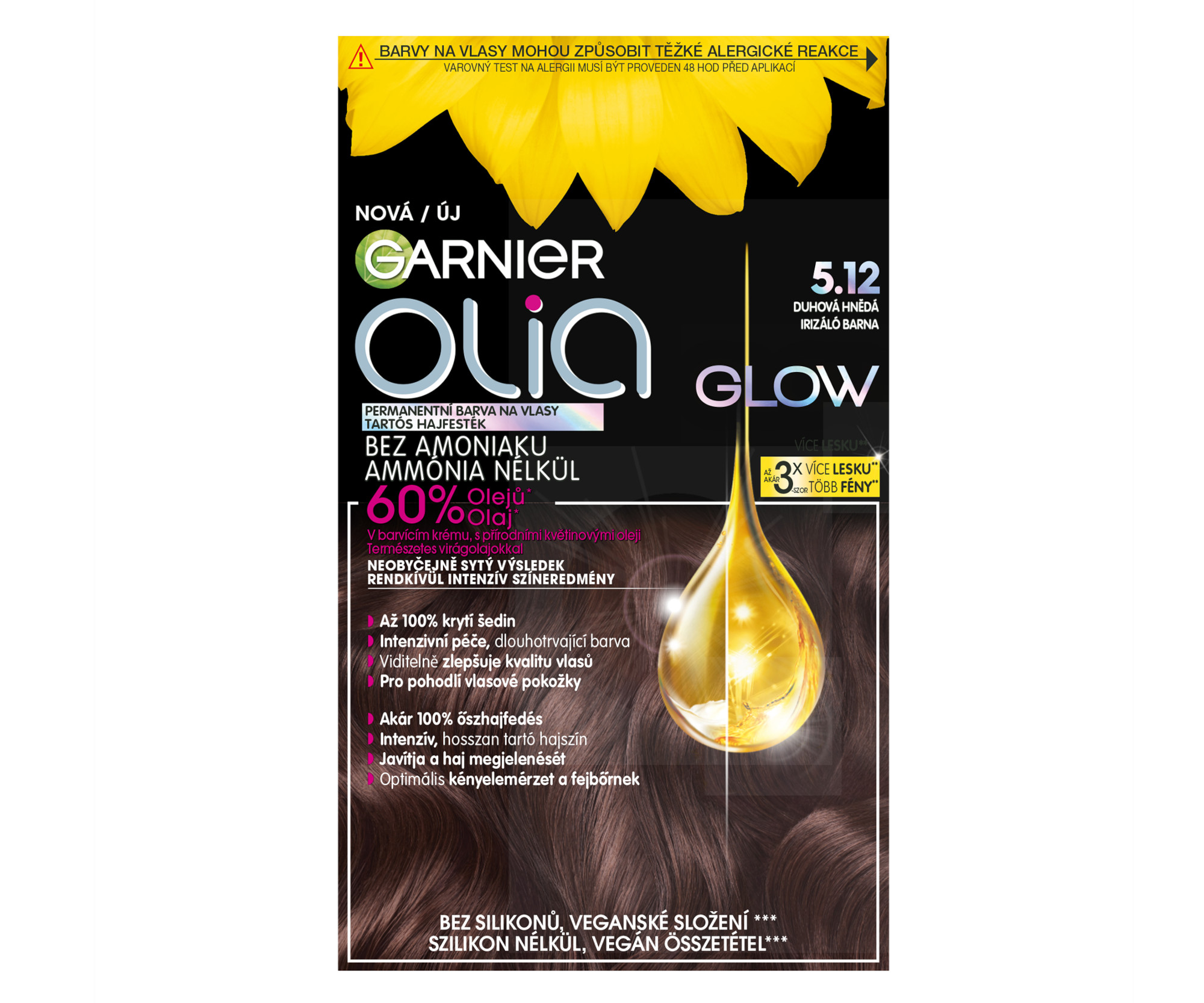 Permanentní olejová barva Garnier Olia Glow 5.12 duhová hnědá (C6980500) + dárek zdarma