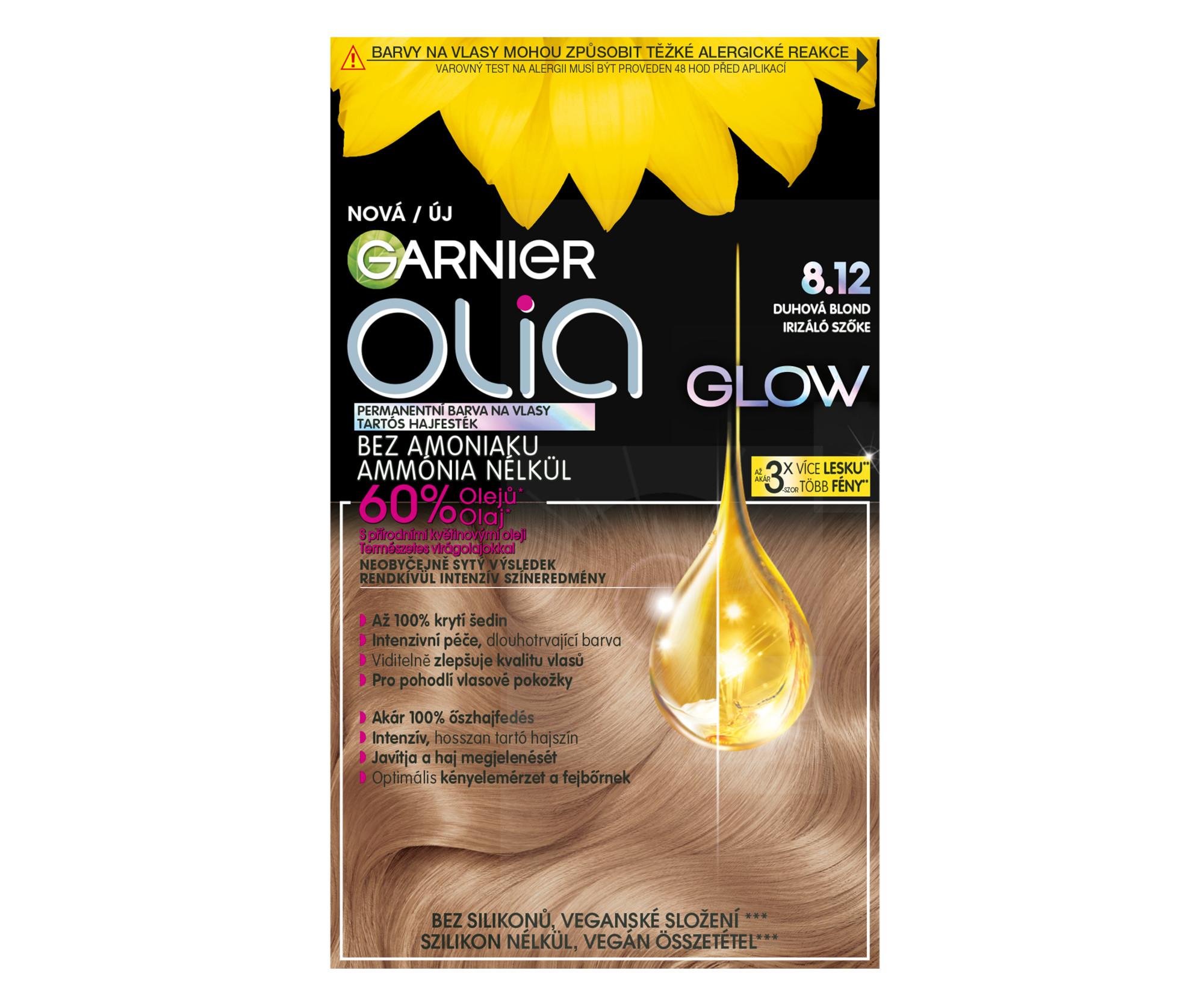 Permanentní olejová barva Garnier Olia Glow 8.12 duhová blond + dárek zdarma