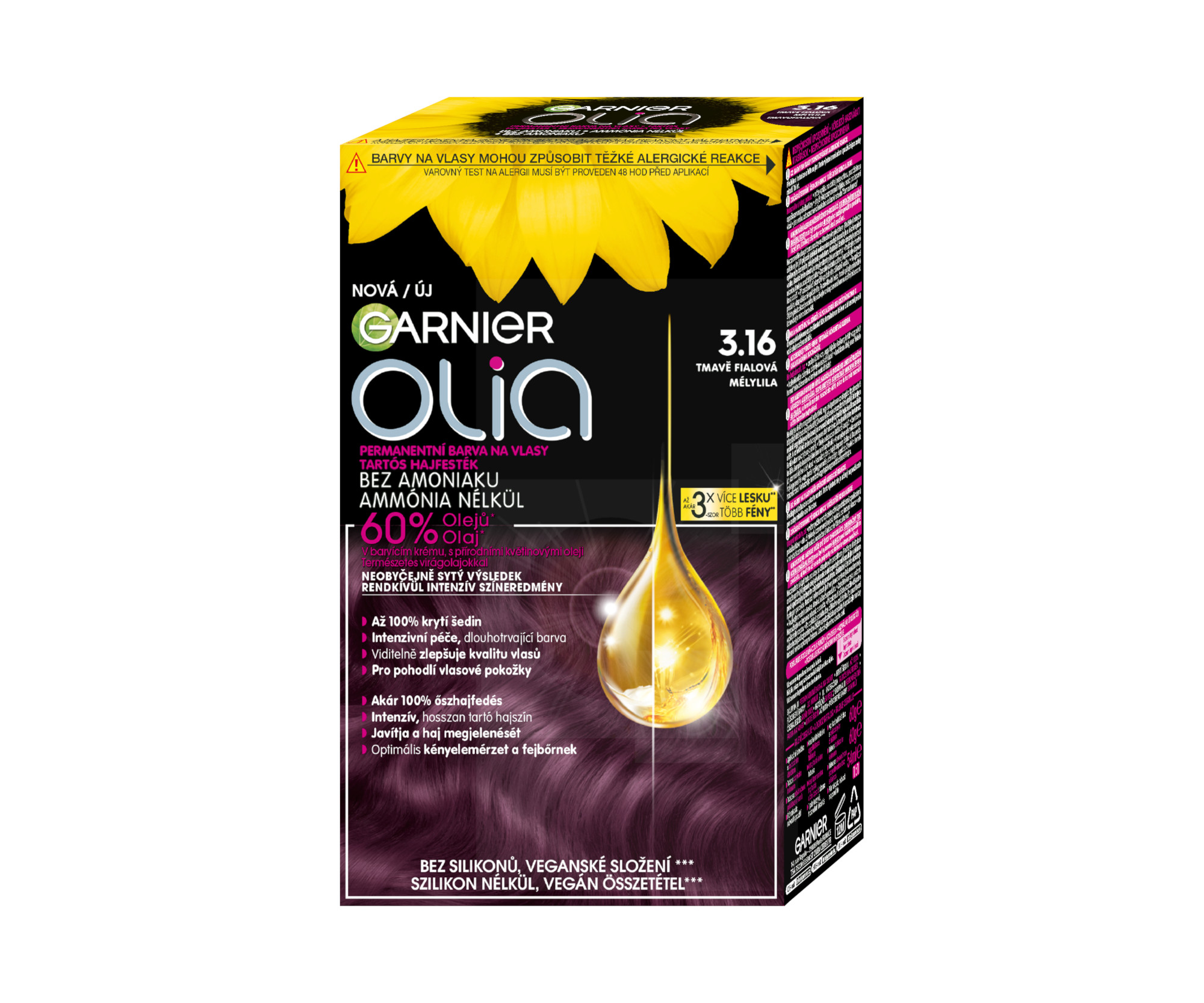 Permanentní olejová barva Garnier Olia 3.16 tmavě fialová + dárek zdarma