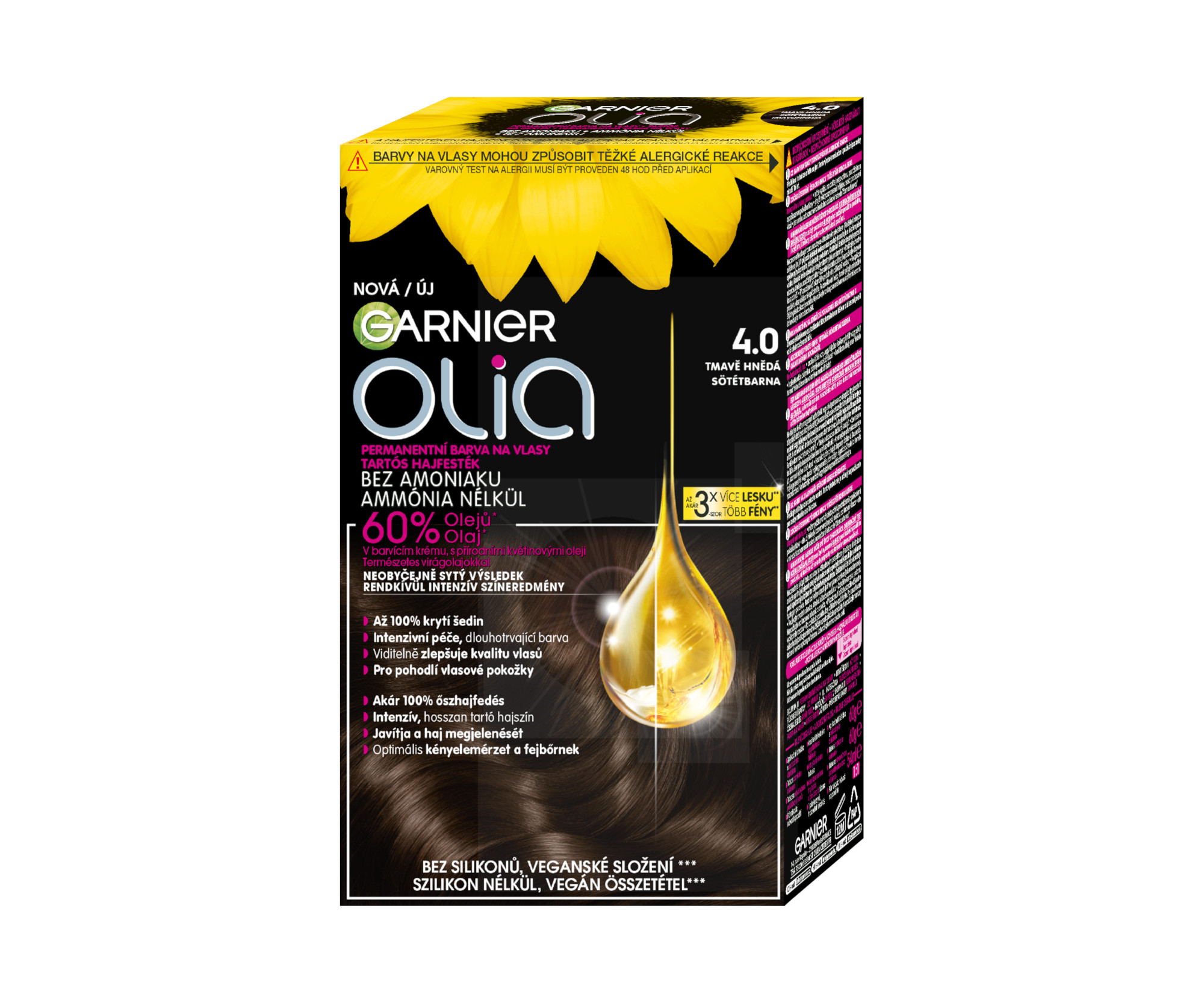 Permanentní olejová barva Garnier Olia 4.0 tmavě hnědá + dárek zdarma