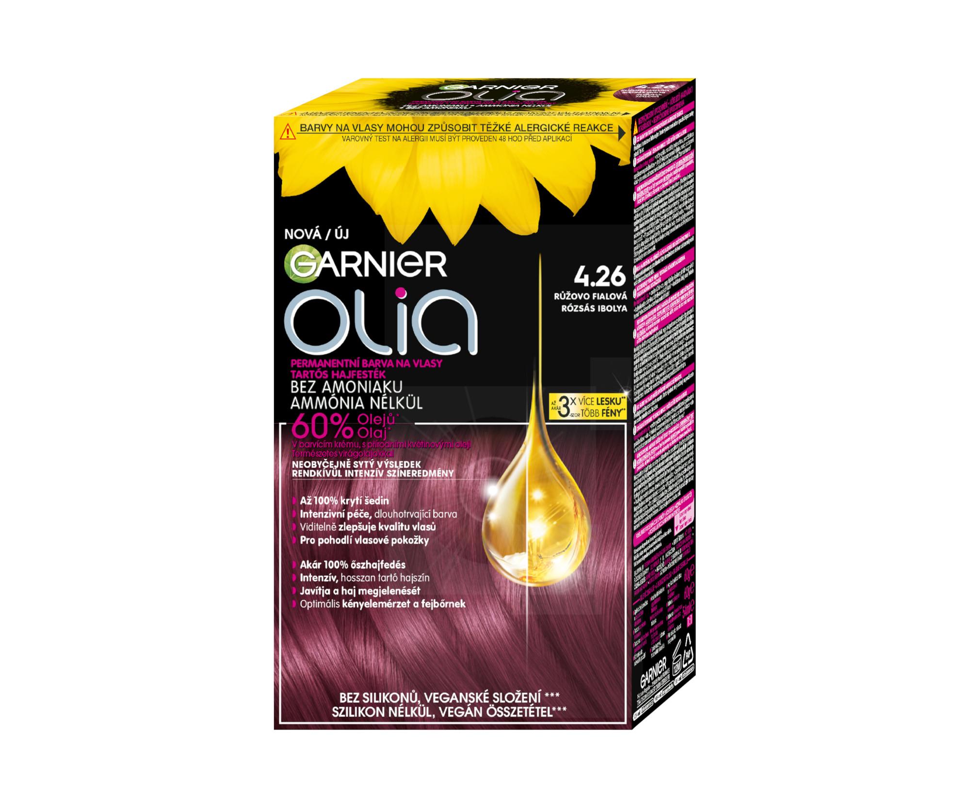 Permanentní olejová barva Garnier Olia 4.26 růžovo fialová + dárek zdarma