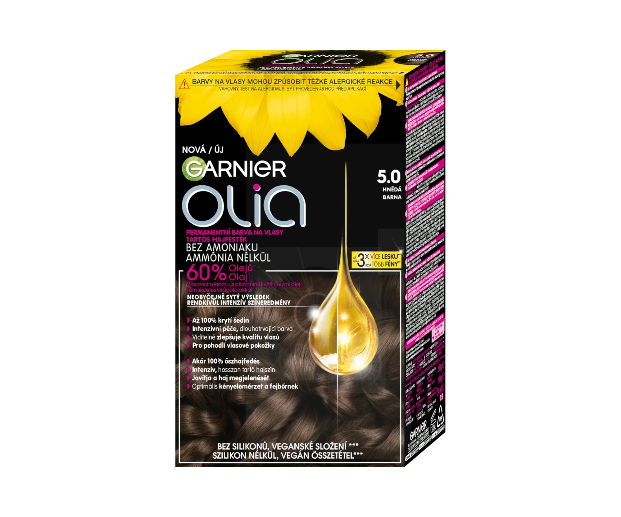 Permanentní olejová barva Garnier Olia 5.0 hnědá + dárek zdarma