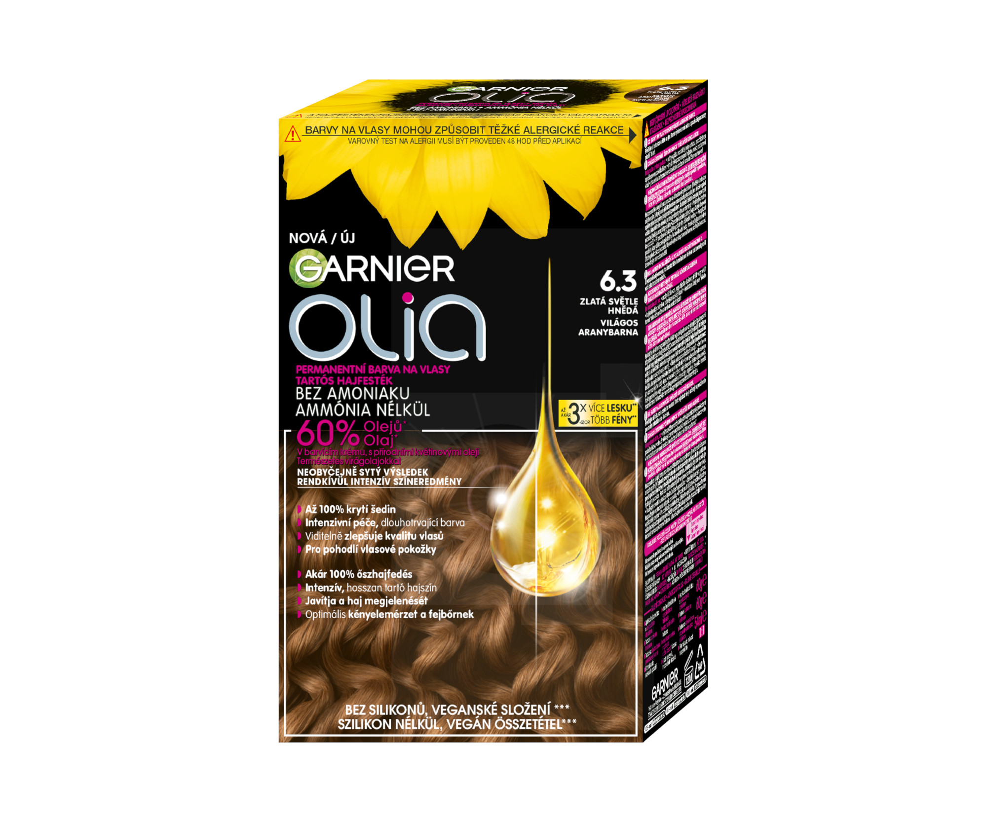 Permanentní olejová barva Garnier Olia - 6.3 zlatá světle hnědá + dárek zdarma