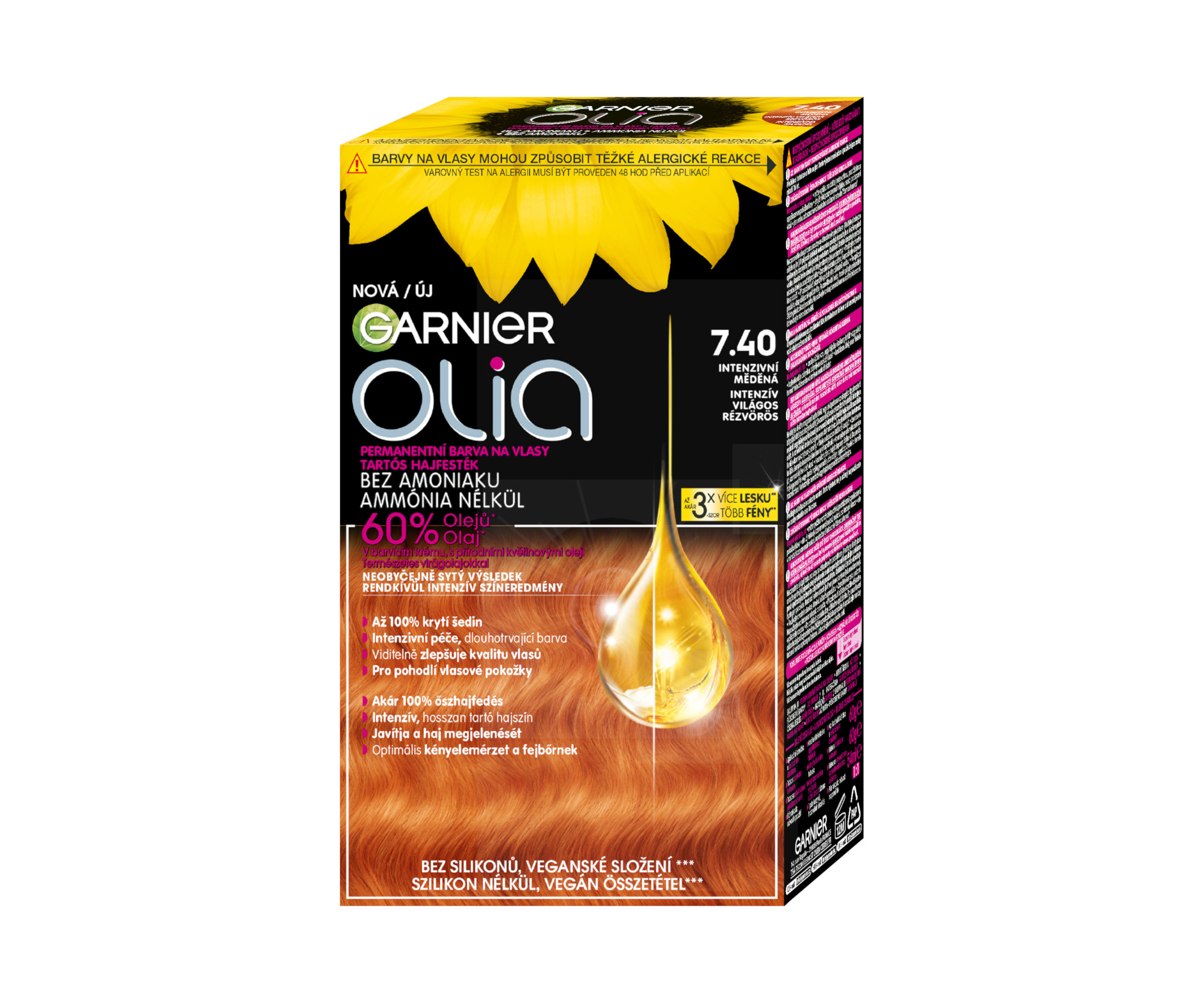 Permanentní olejová barva Garnier Olia 7.40 intenzivní měděná + dárek zdarma