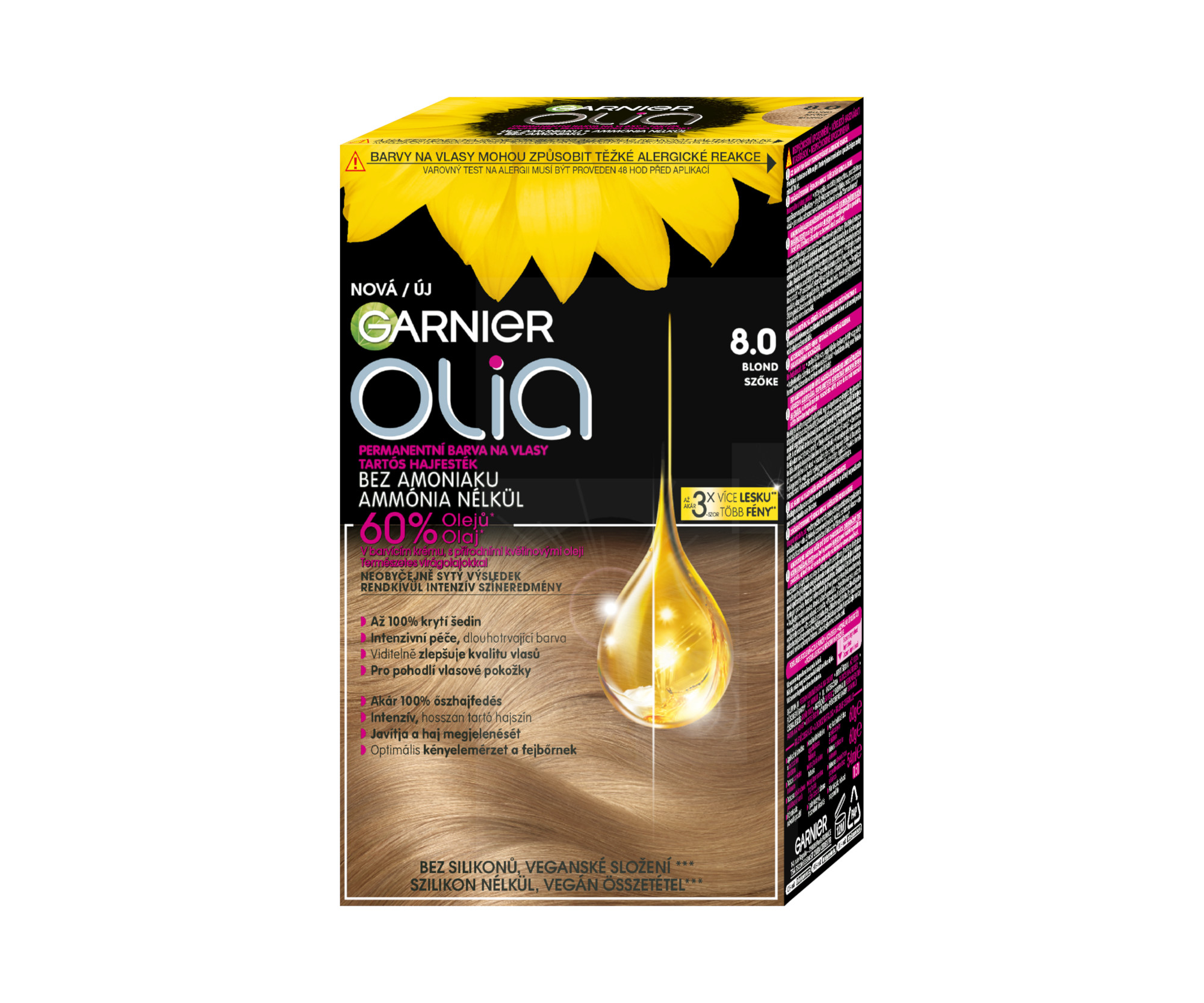 Permanentní olejová barva Garnier Olia 8.0 blond + dárek zdarma