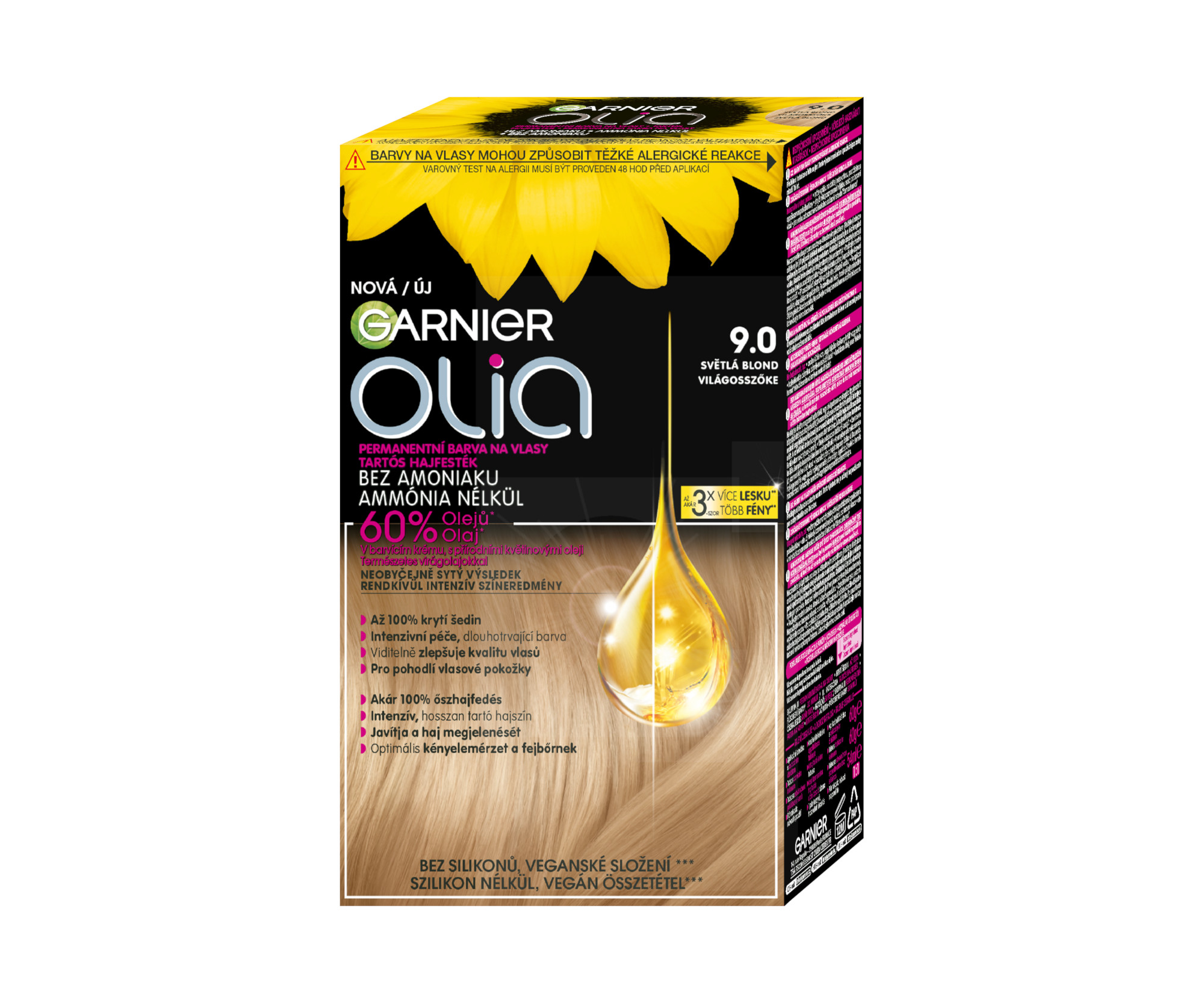 Permanentní olejová barva Garnier Olia 9.0 světlá blond + dárek zdarma