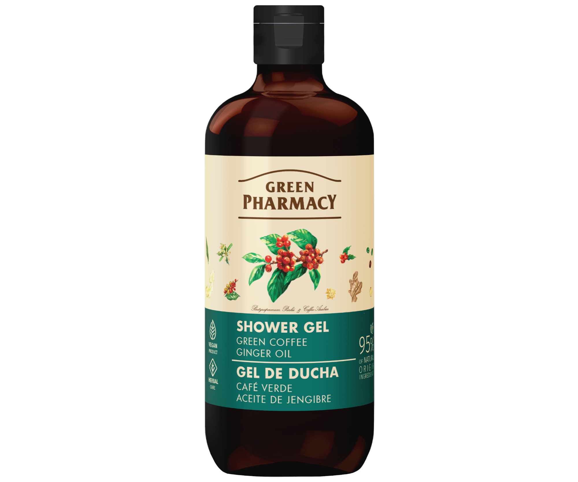 Sprchový gel se zelenou kávou a zázvorovým olejem Green Pharmacy Shower Gel - 500 ml
