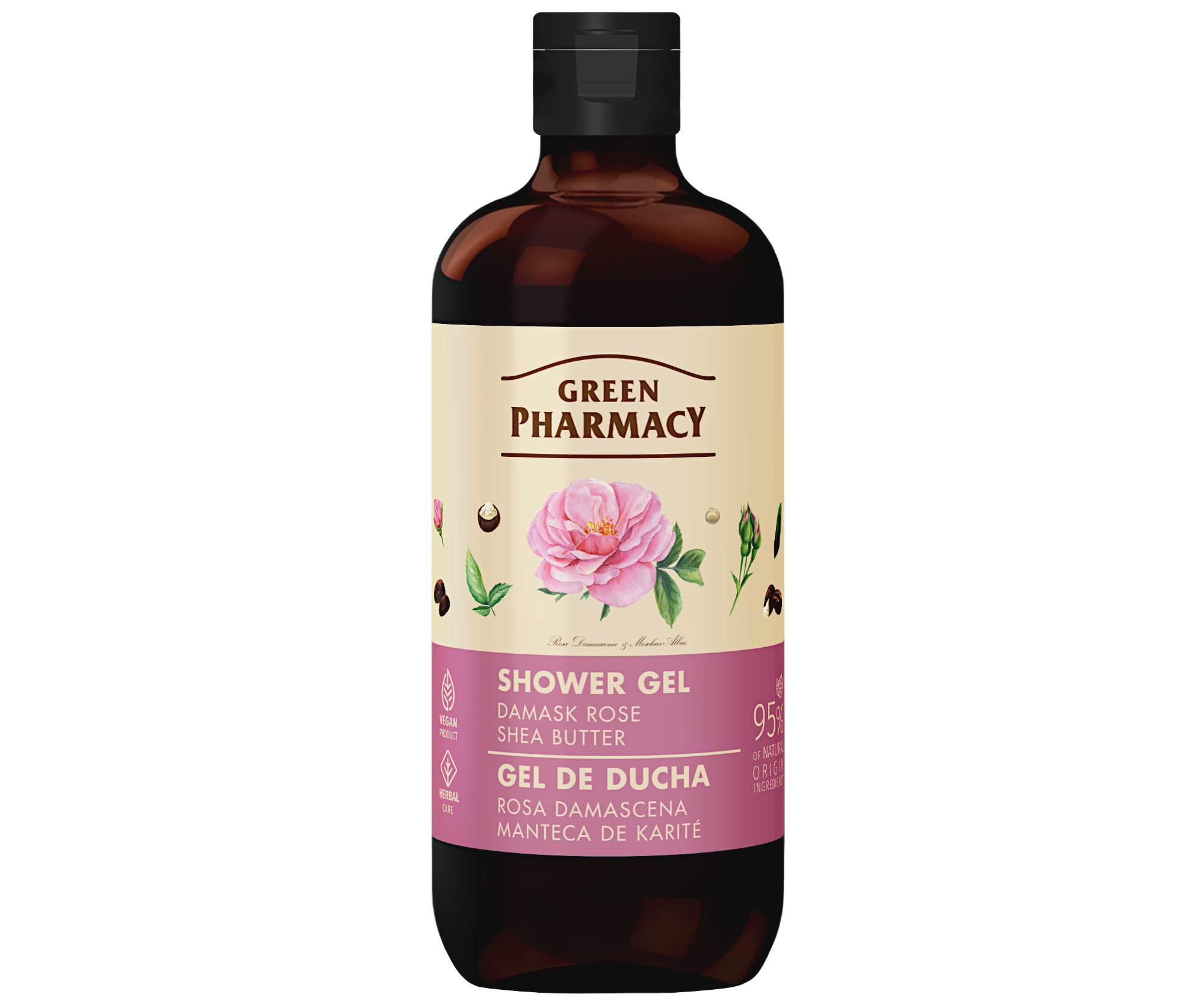 Sprchový gel s damašskou růží a bambuckým máslem Green Pharmacy Shower Gel - 500 ml