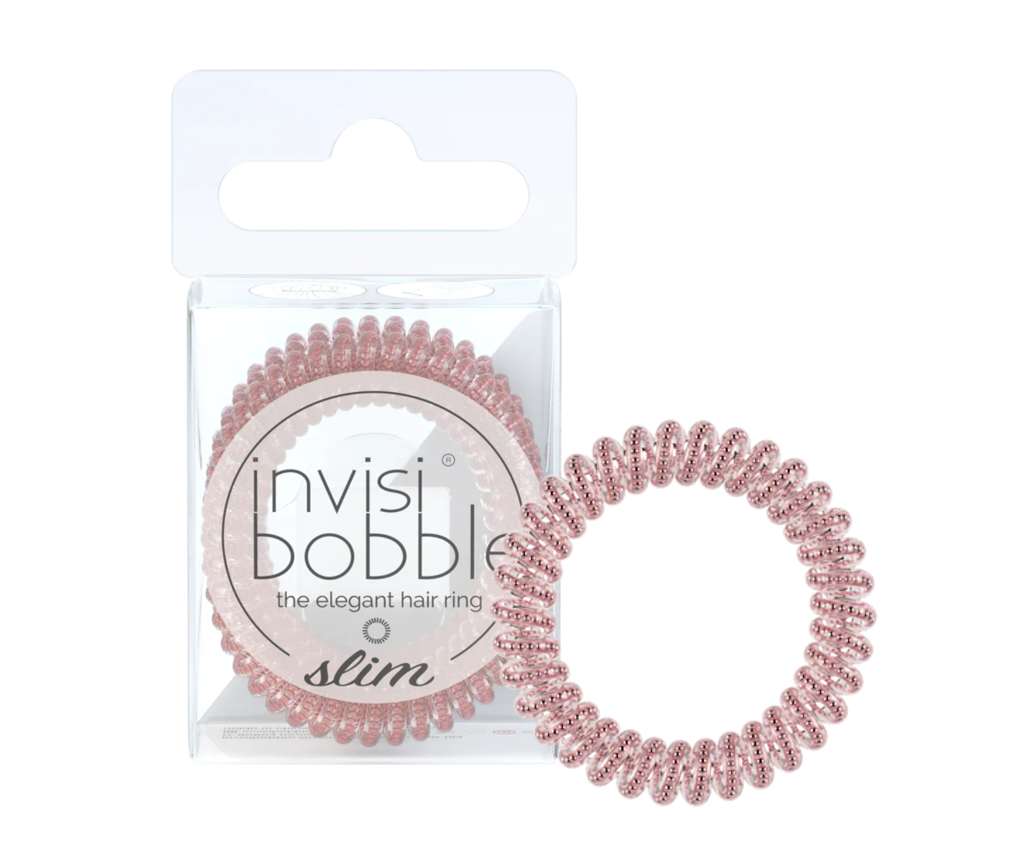 Tenká spirálová gumička do vlasů Invisibobble Slim Pink Monocle - růžová, 3 ks (IB-SL-PA-1-1005) + dárek zdarma