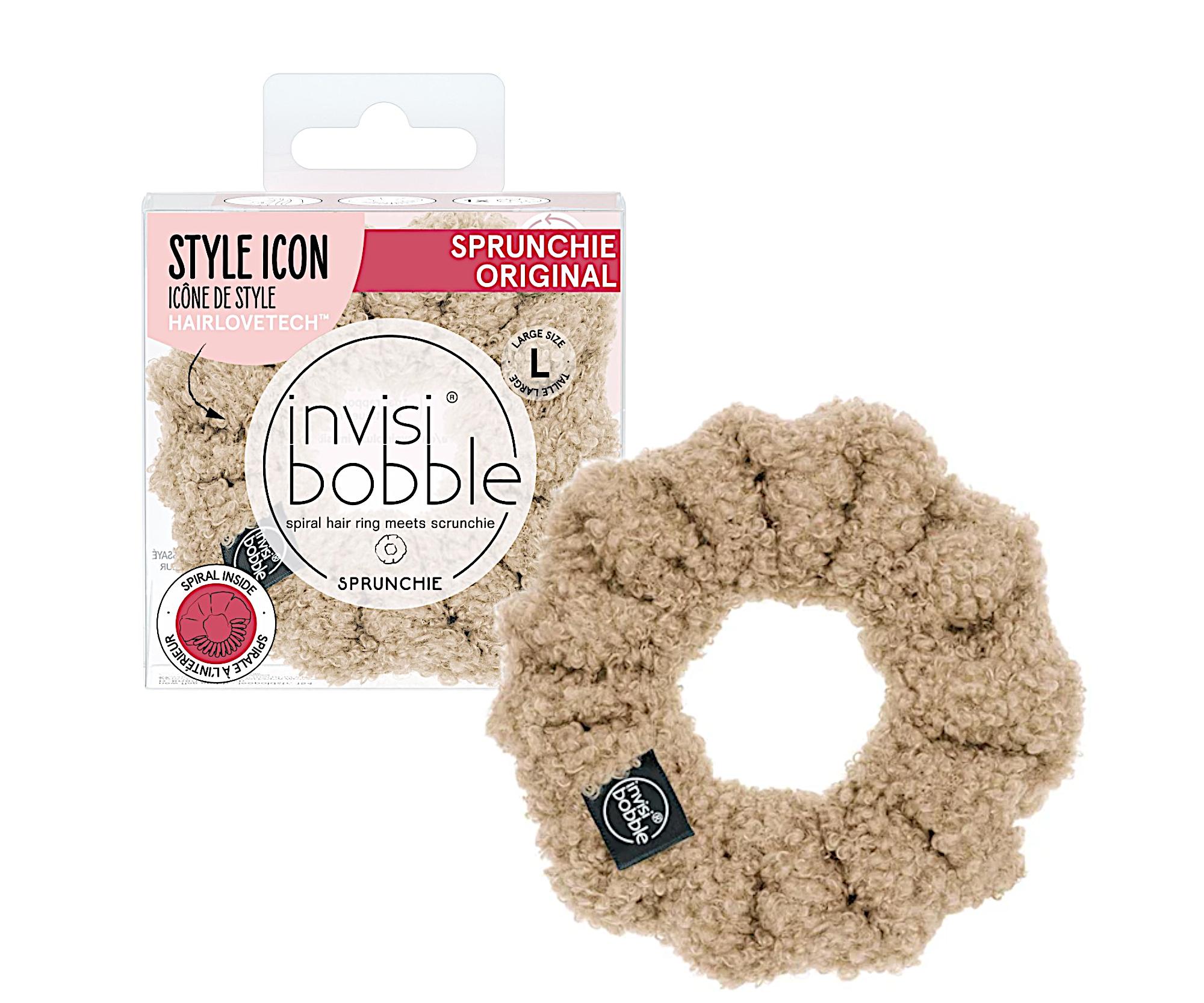 Ozdobná spirálová gumička Invisibobble Sprunchie Original Bear Necessities - světle hnědá (IB-SPEC-PA-1-1003) + dárek zdarma