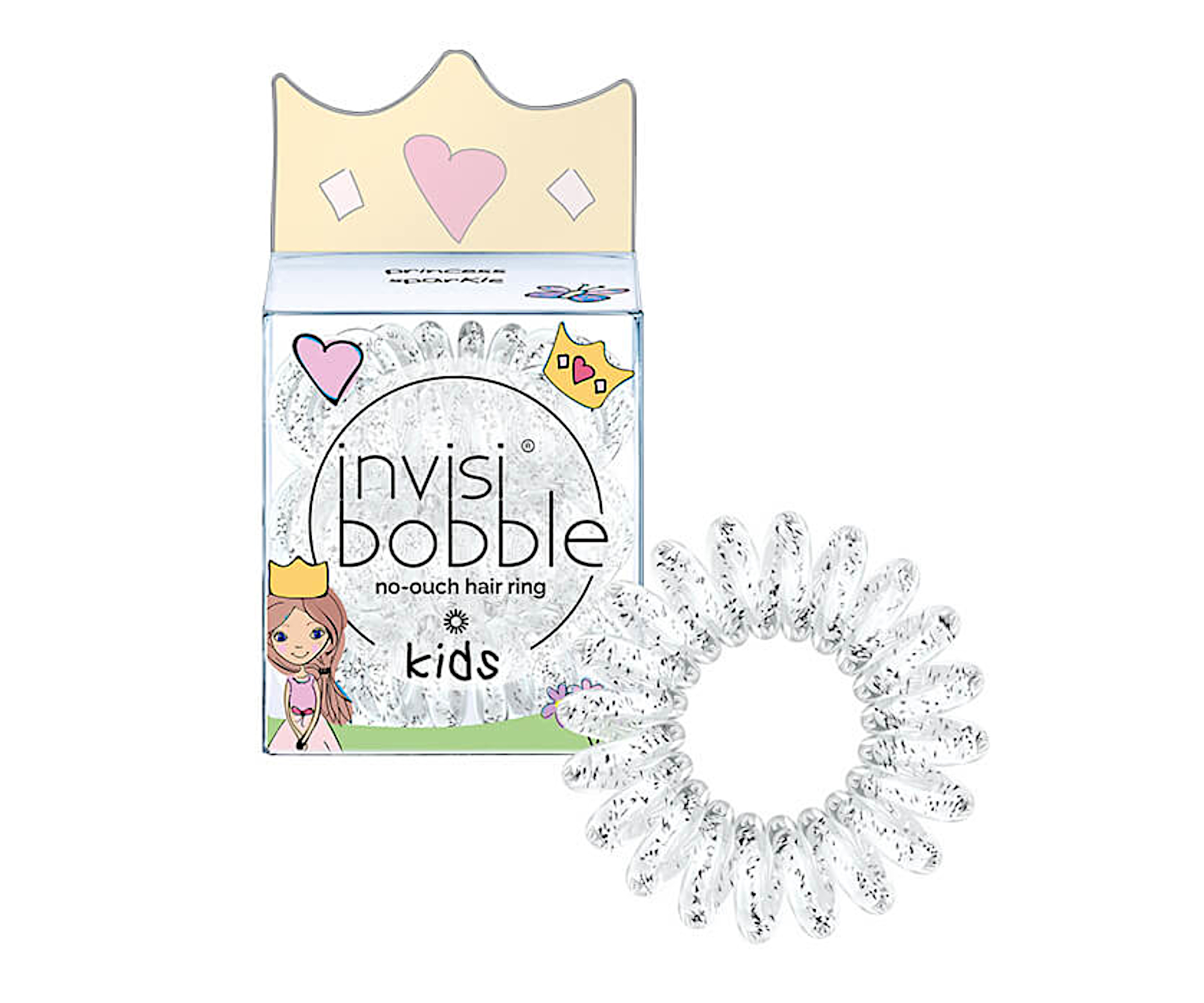 Dětská spirálová gumička do vlasů Invisibobble Kids Princess Sparkle - čirá se třpytkami, 3 ks (IB-KI-PC10001-2) + dárek zdarma