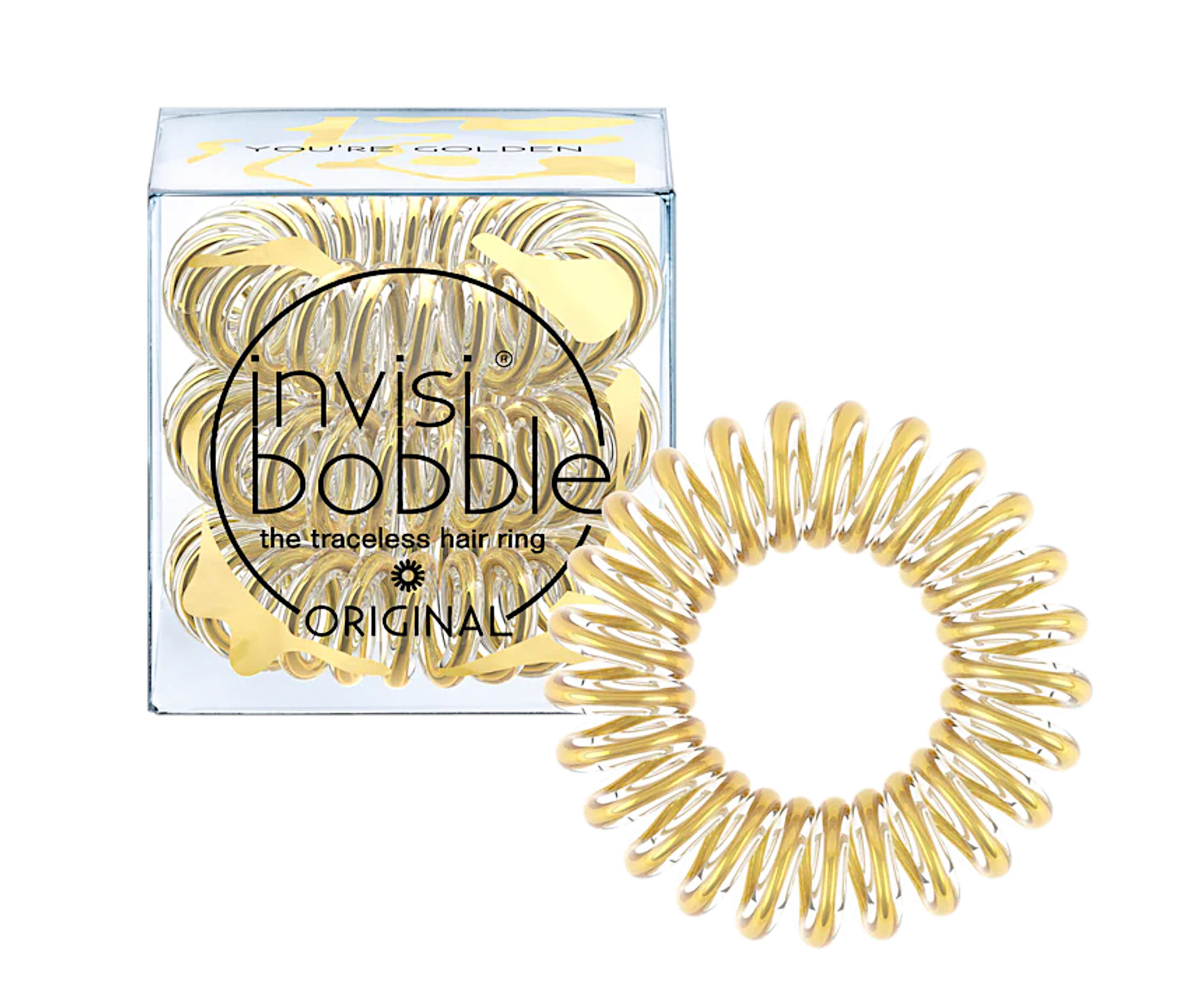 Spirálová gumička do vlasů Invisibobble Original You're Golden - zlatá, 3 ks (IB-OR-MC10002) + dárek zdarma