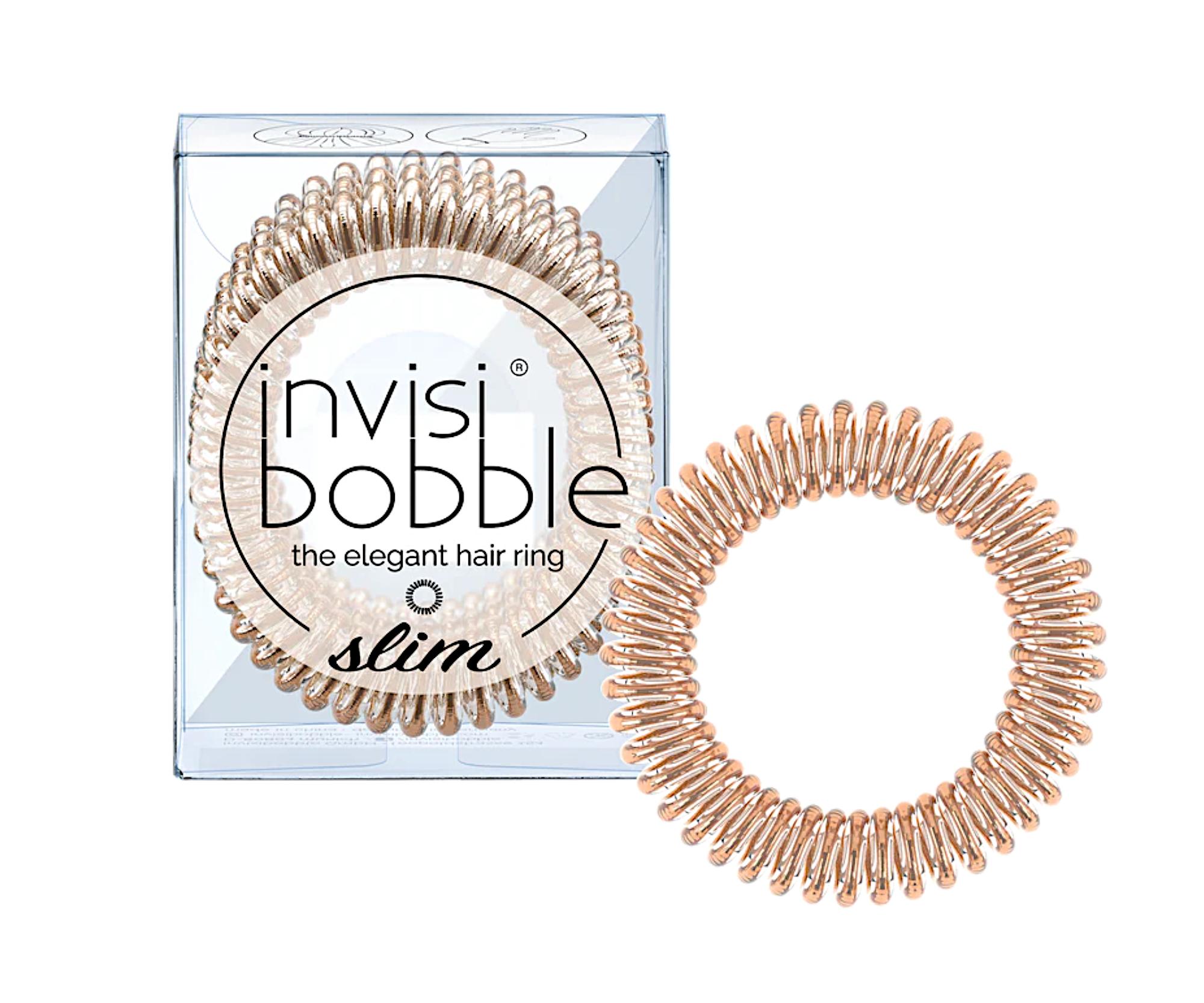 Tenká spirálová gumička do vlasů Invisibobble Slim Bronze Me Pretty - bronzová, 3 ks (IB-SL-PC10004-2) + dárek zdarma