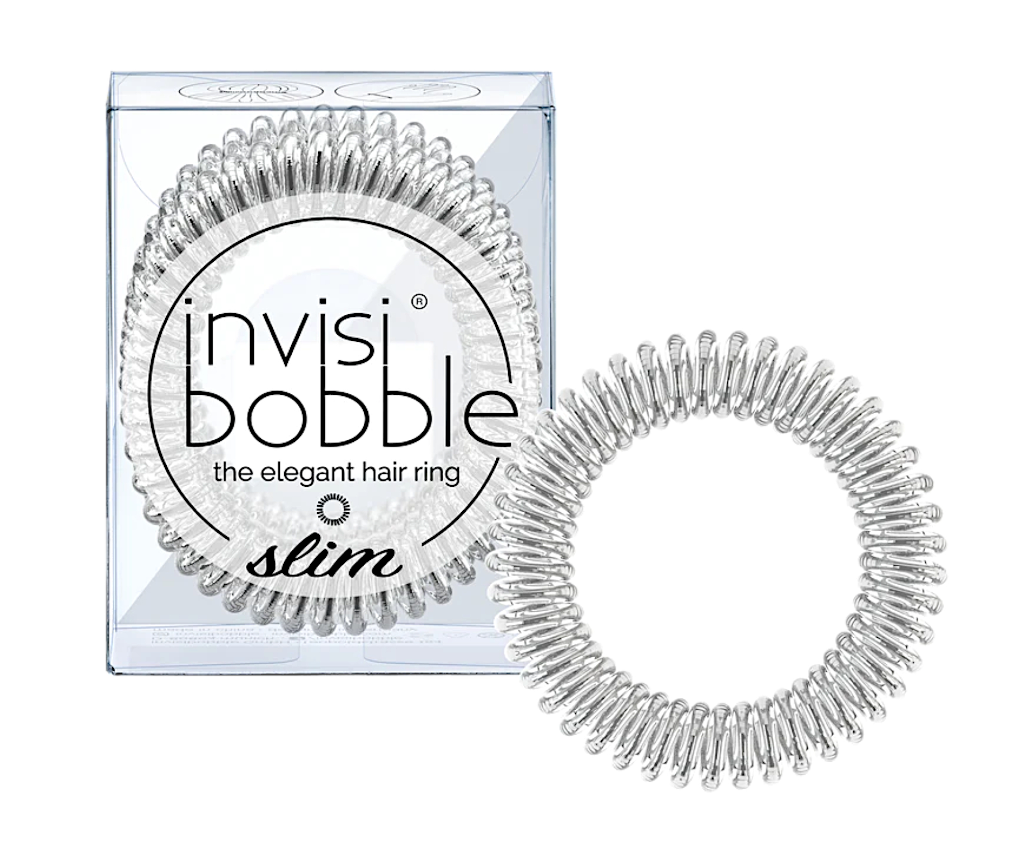 Tenká spirálová gumička do vlasů Invisibobble Slim Chrome Sweet Chrome - stříbrná, 3 ks (IB-SL-PC10003-2) + dárek zdarma